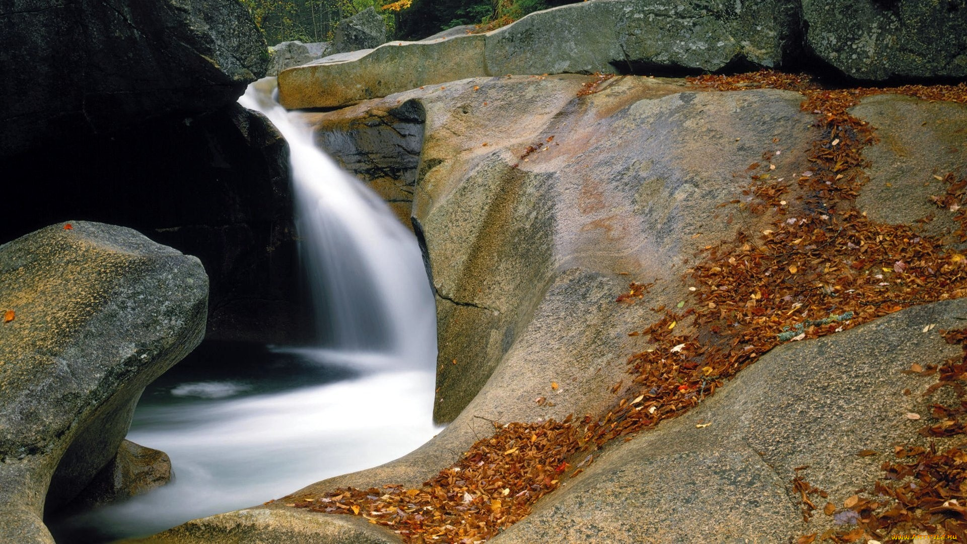 природа, водопады, камни, поток