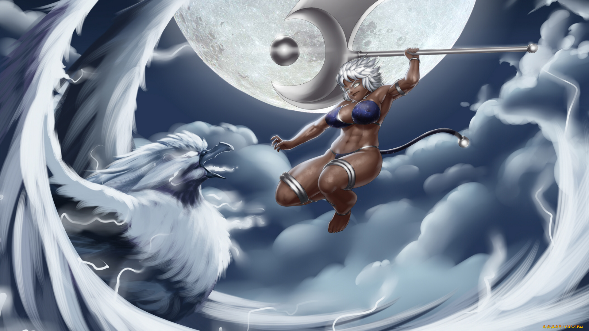 видео, игры, league, of, legends, секира, птица, купальник, фон, девушка