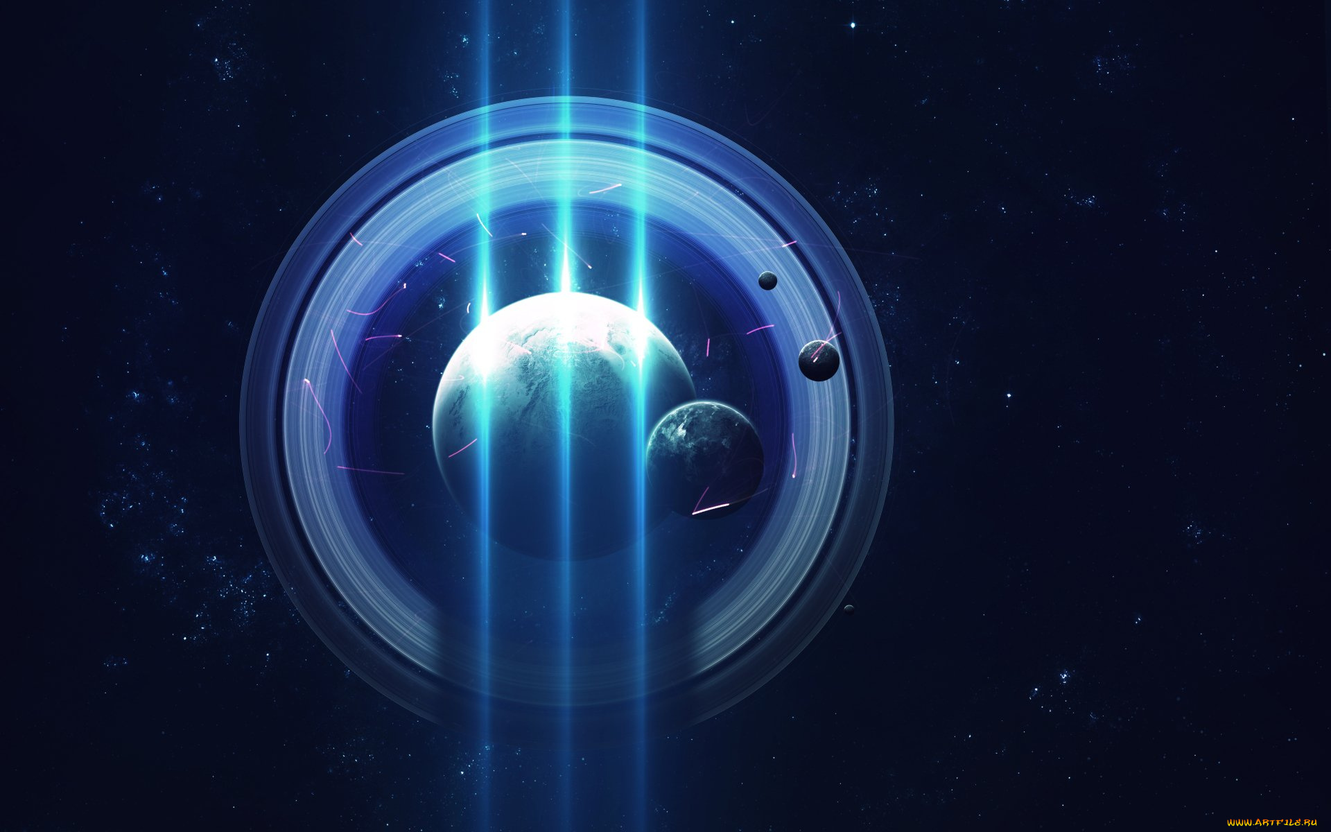 космос, арт, галактика, вселенная, звезды, планета