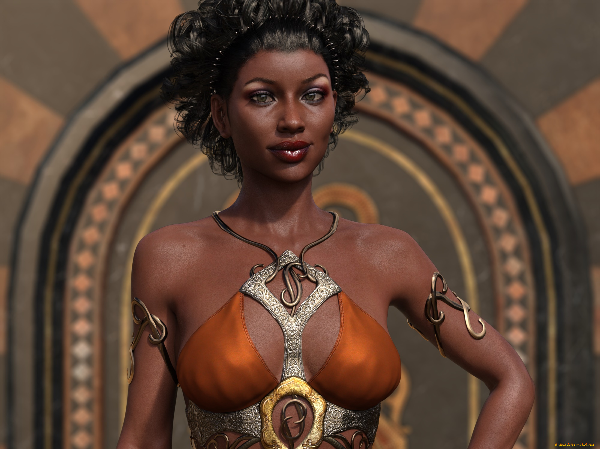 3д, графика, фантазия, , fantasy, девушка, взгляд, фон