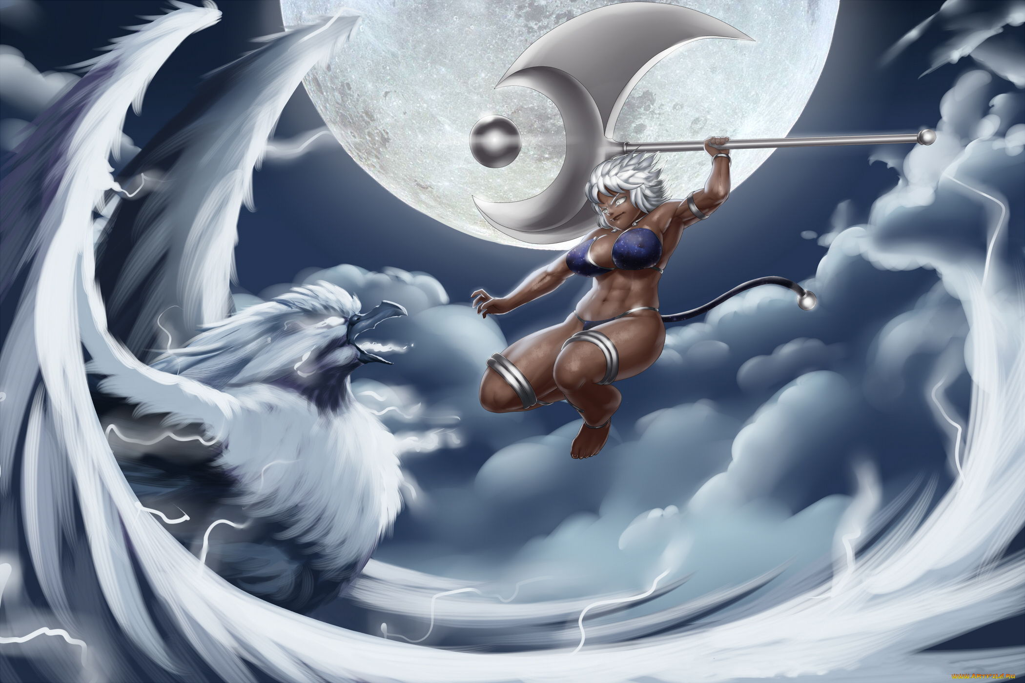 видео, игры, league, of, legends, секира, птица, купальник, фон, девушка