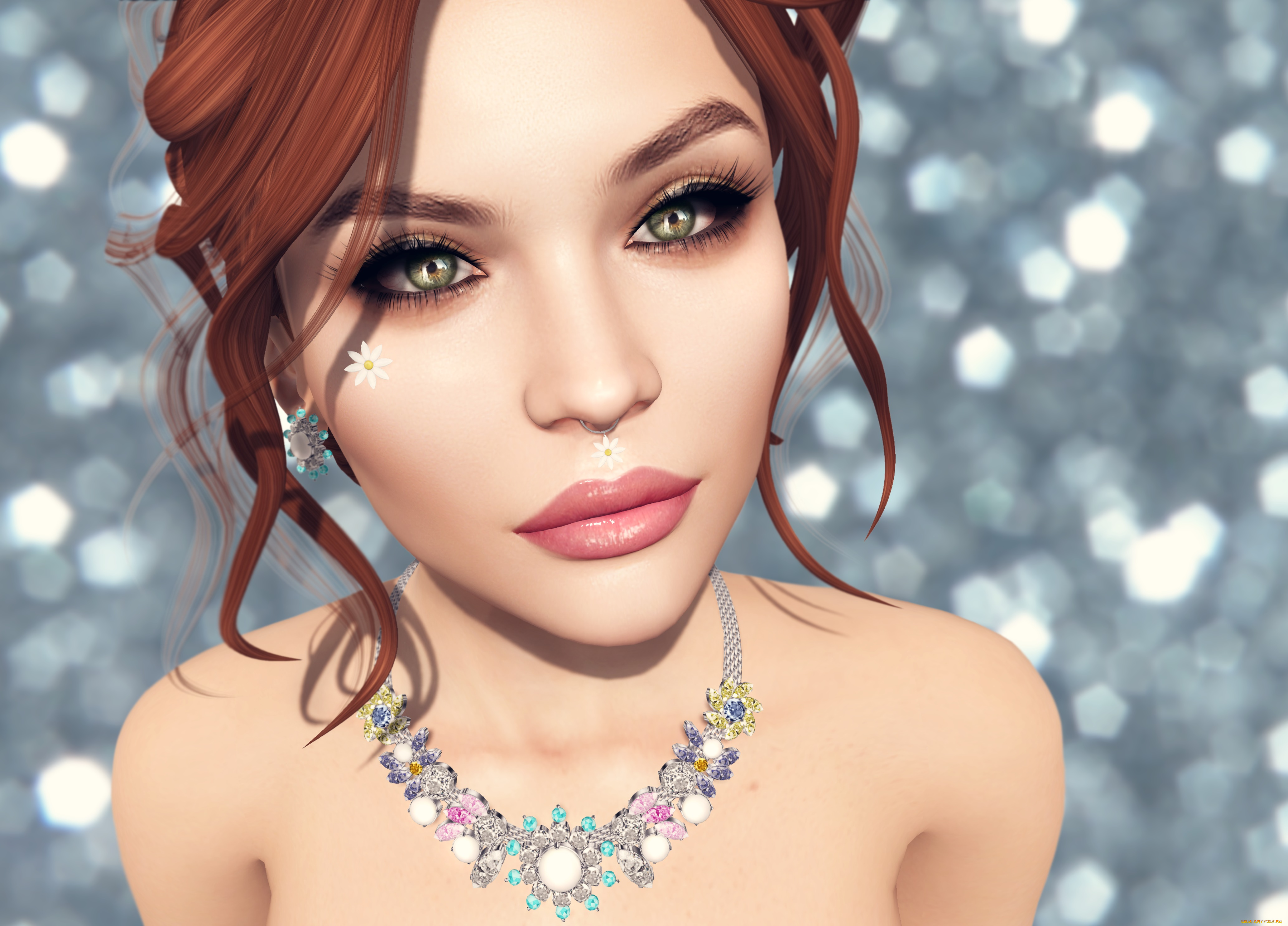 3д, графика, портрет, , portraits, девушка, взгляд, фон