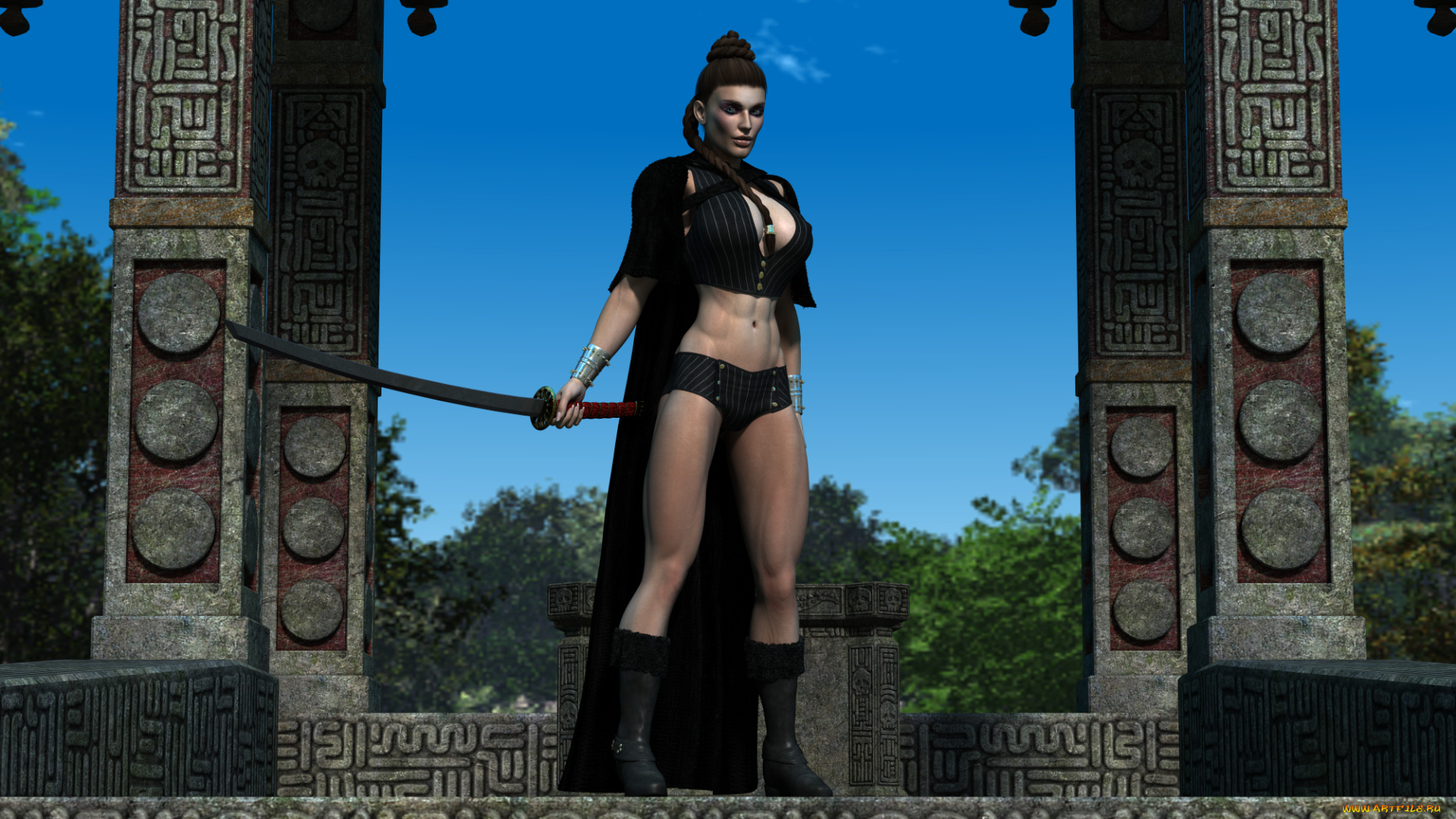 3д, графика, фантазия, , fantasy, фон, взгляд, девушка