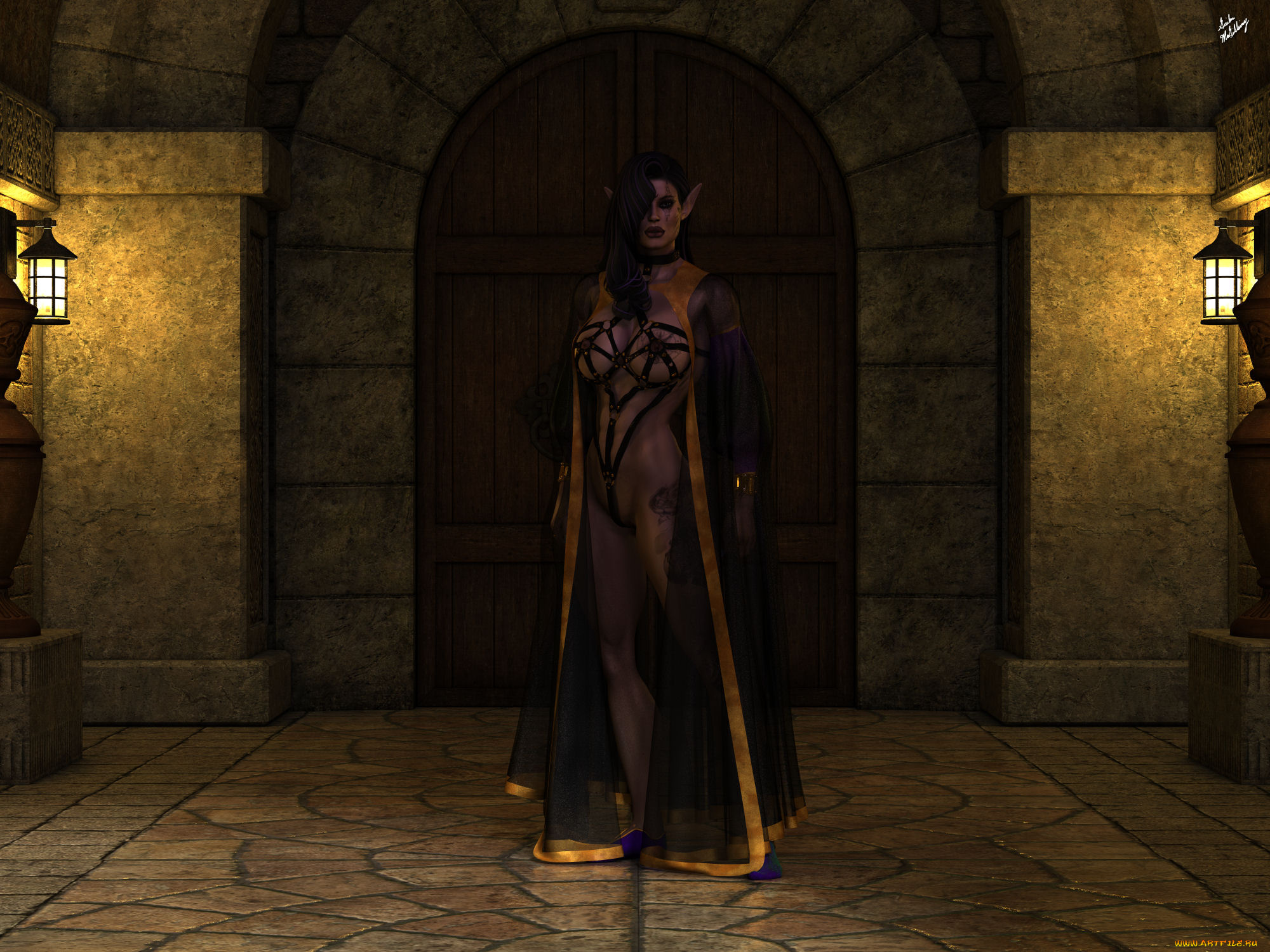 3д, графика, эльфы, , elves, взгляд, фон, эльфийка