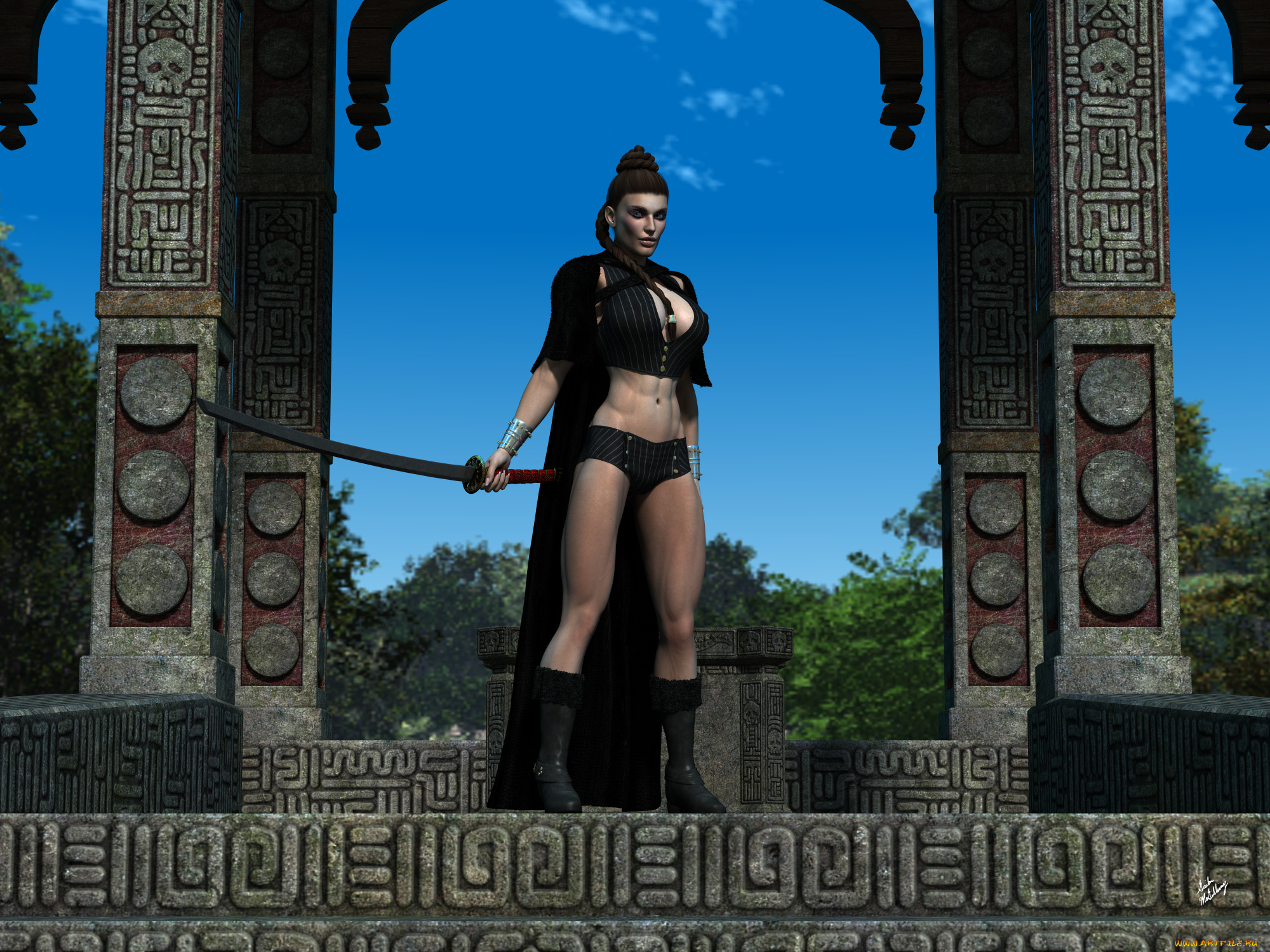 3д, графика, фантазия, , fantasy, фон, взгляд, девушка