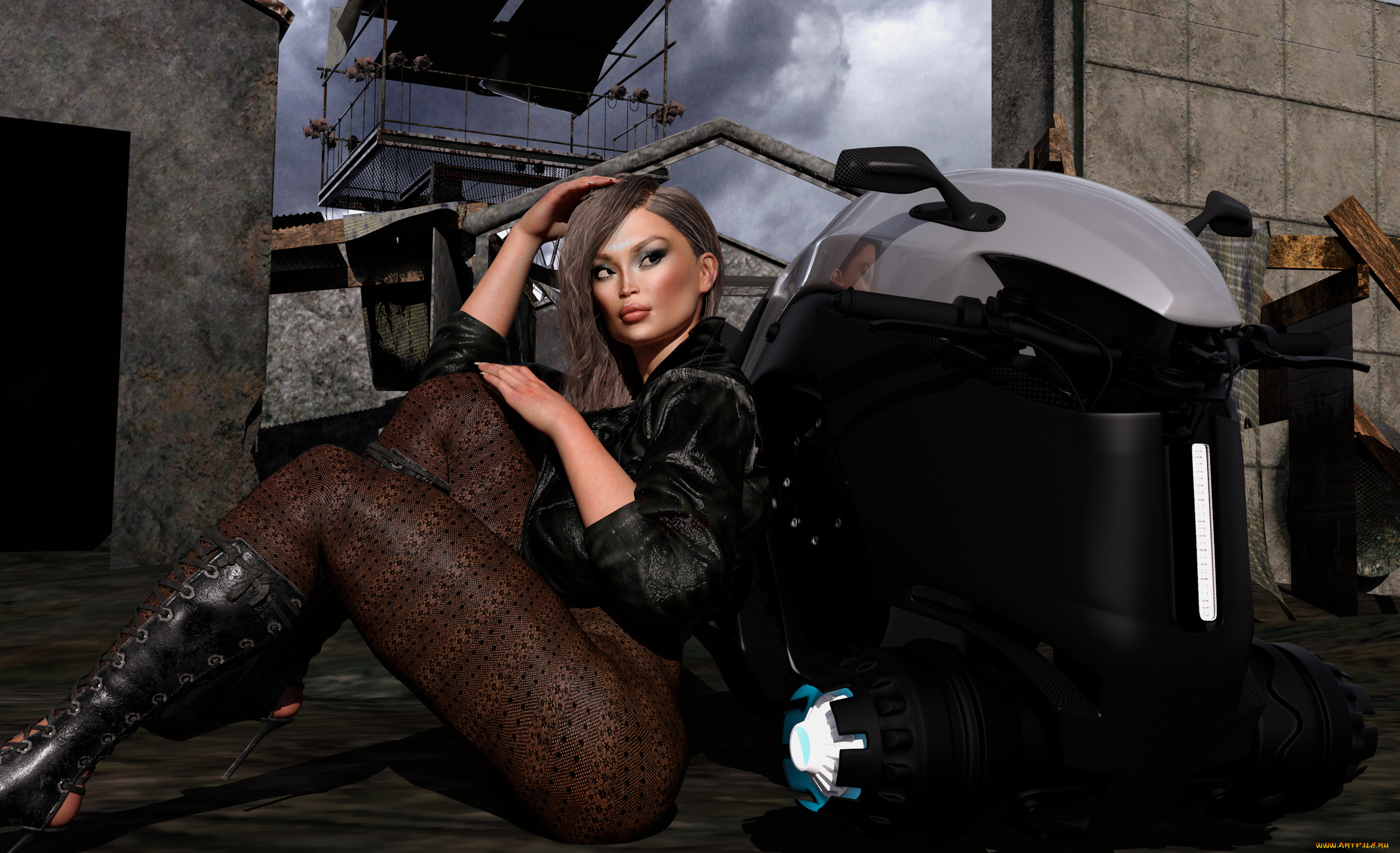 3д, графика, фантазия, , fantasy, фон, взгляд, девушка