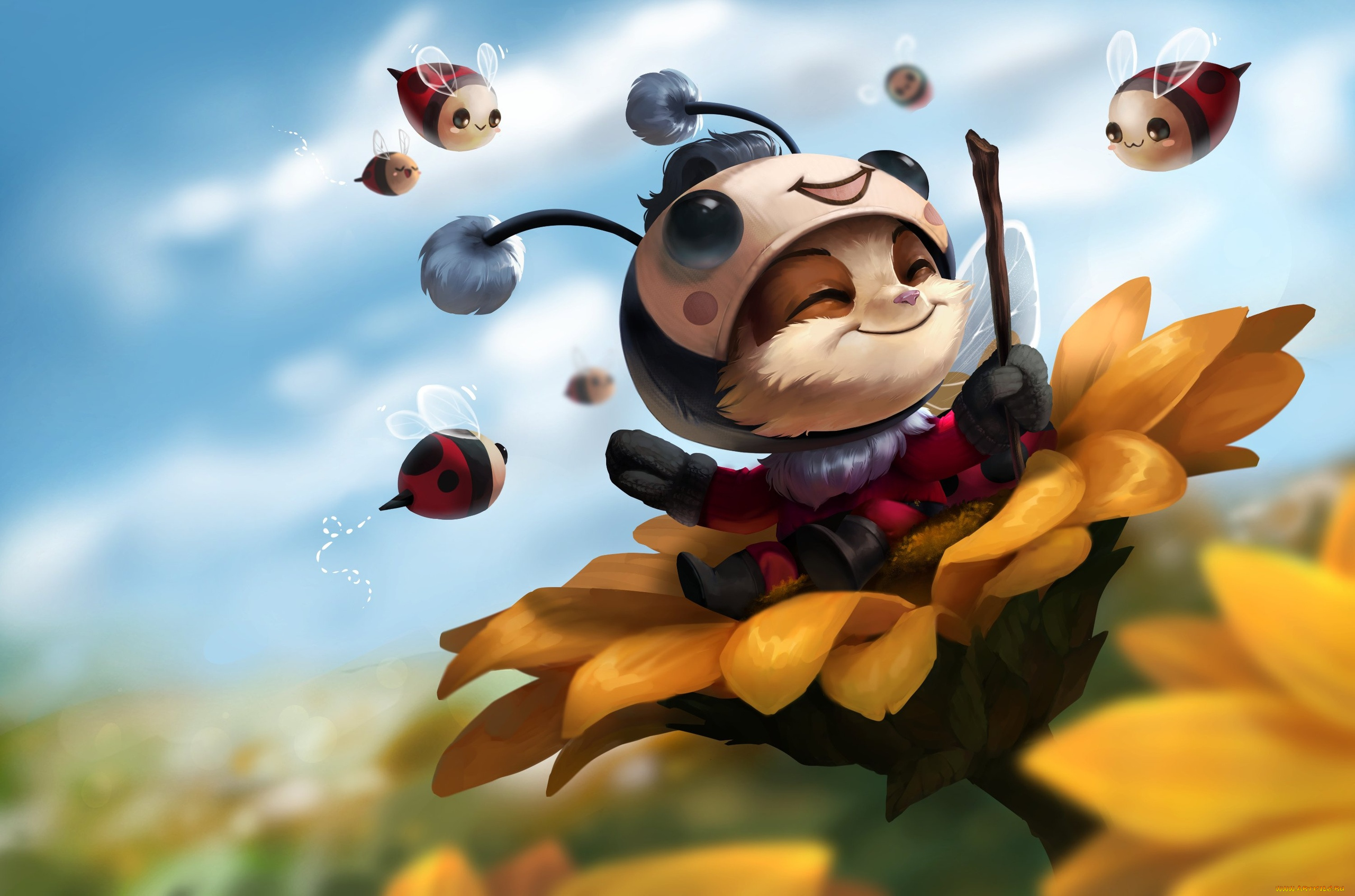 видео, игры, league, of, legends, костюм, цветы, пчелы, teemo