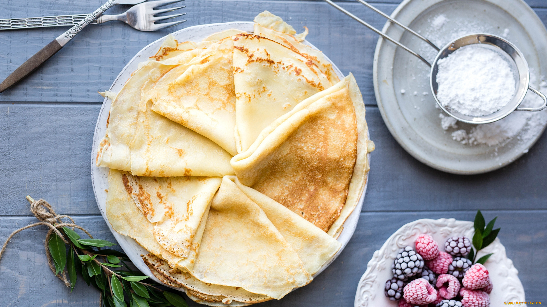 еда, блины, , оладьи, ягоды, румяные