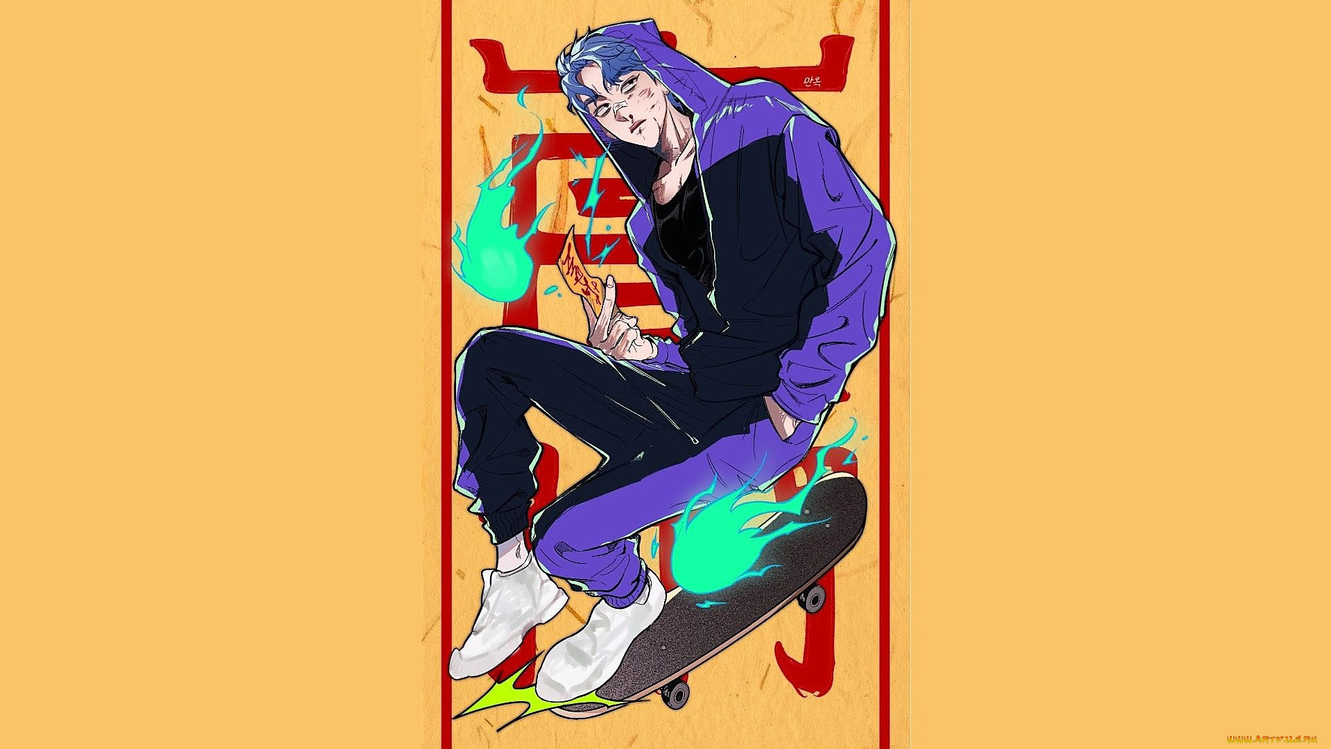 рисованное, люди, ван, ибо, скейт, талисманы, знаки