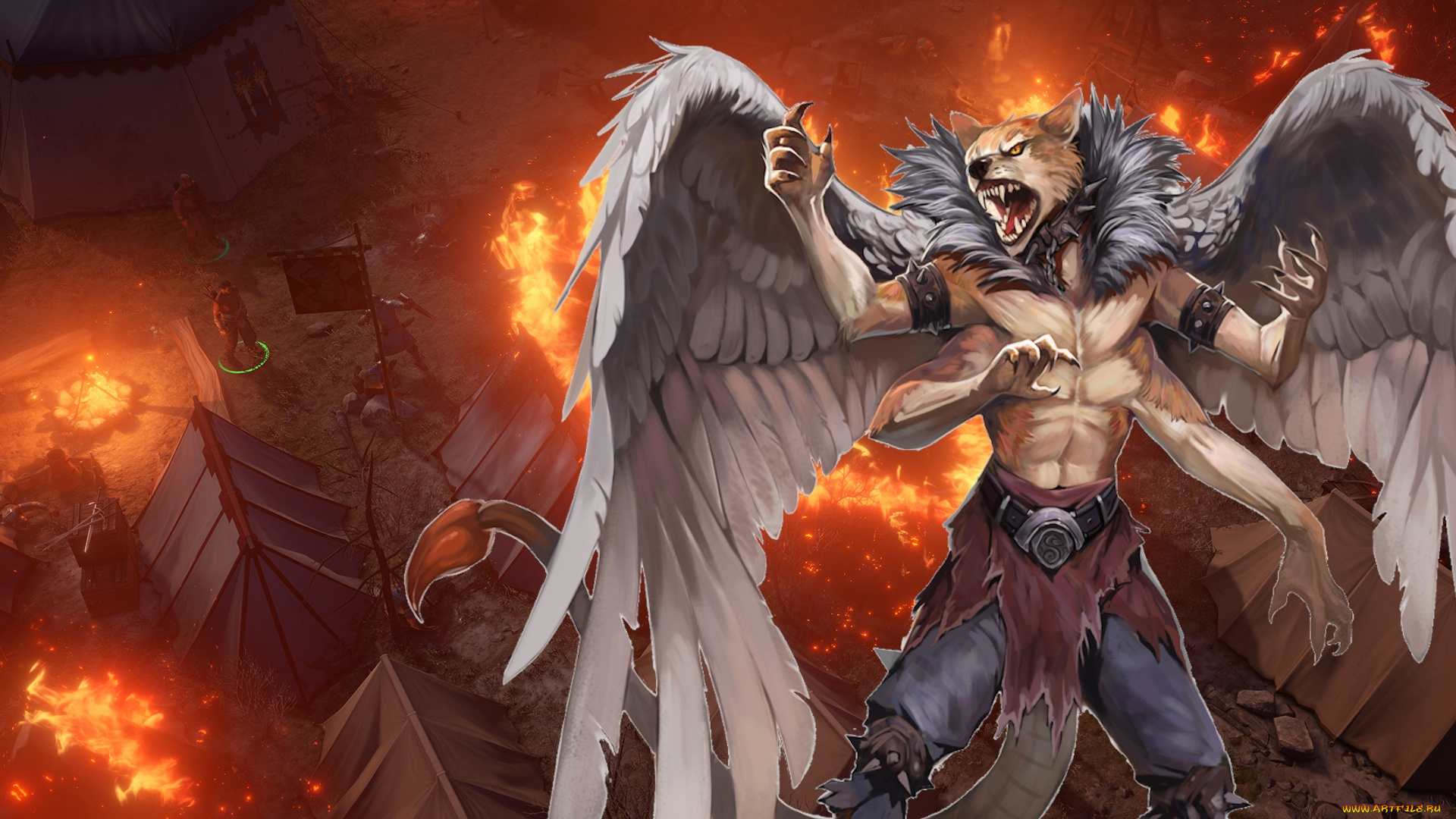 видео, игры, pathfinder, , wrath, of, the, righteous, существо, город, огонь, пожар