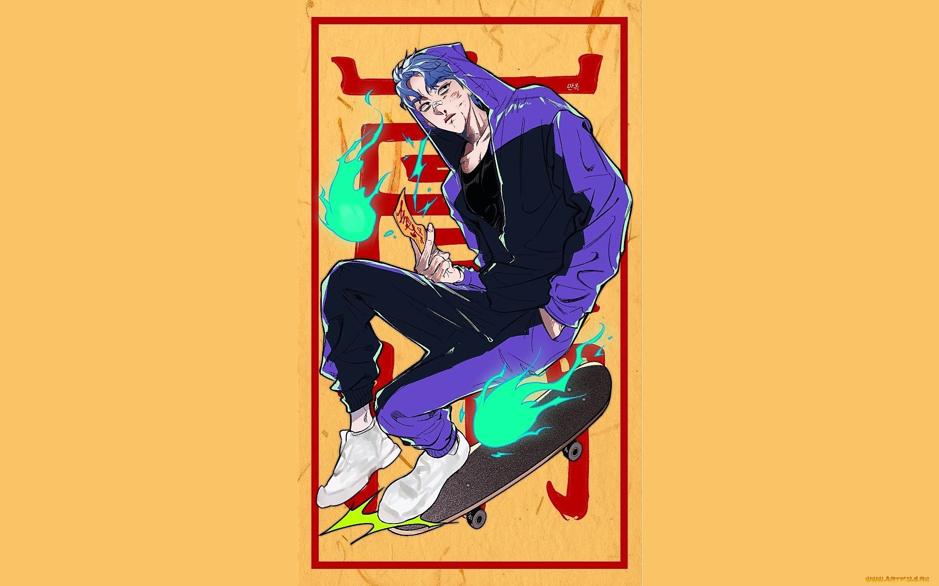 рисованное, люди, ван, ибо, скейт, талисманы, знаки