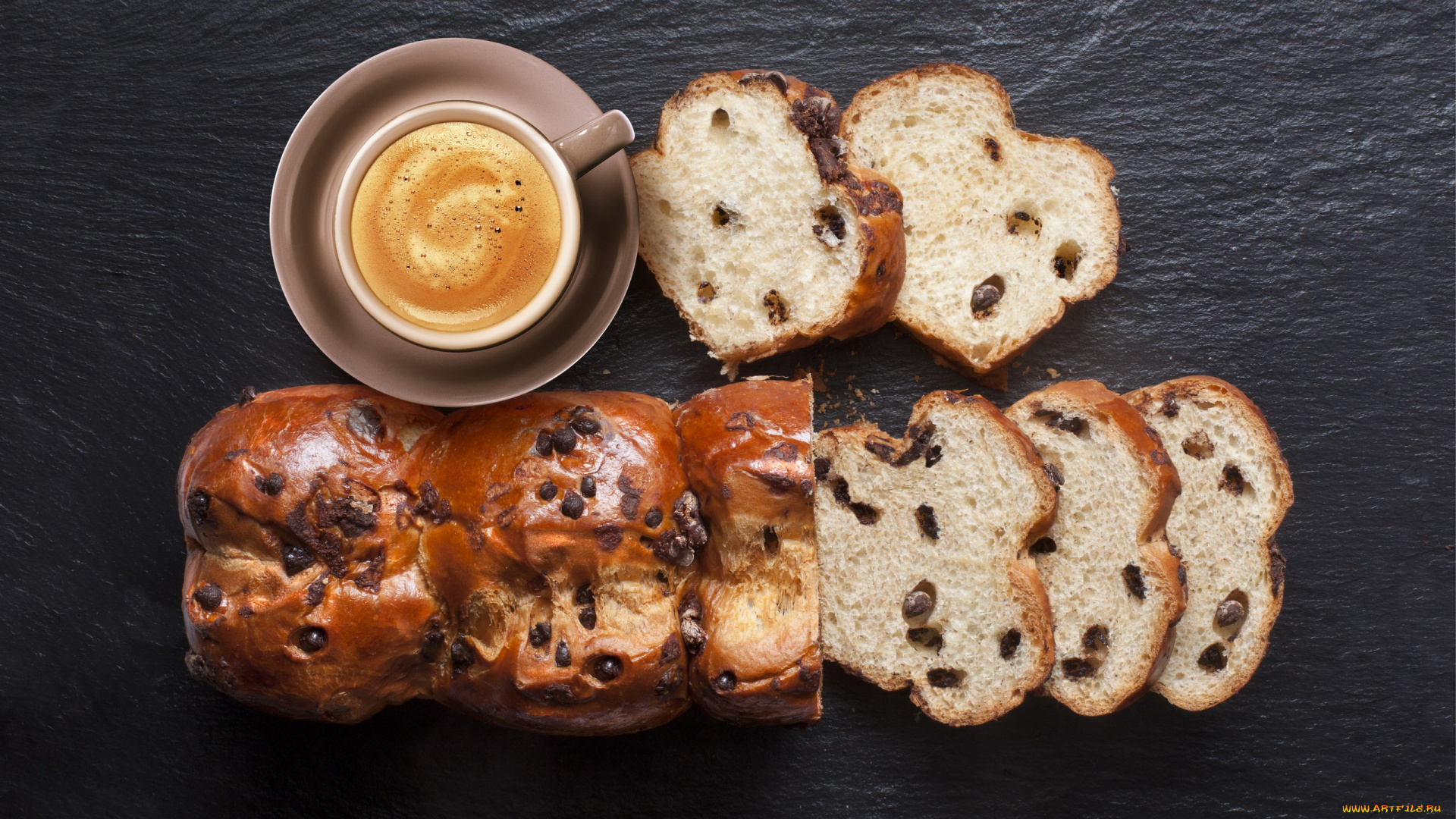 еда, пироги, сдобный, пирог, изюм, кофе