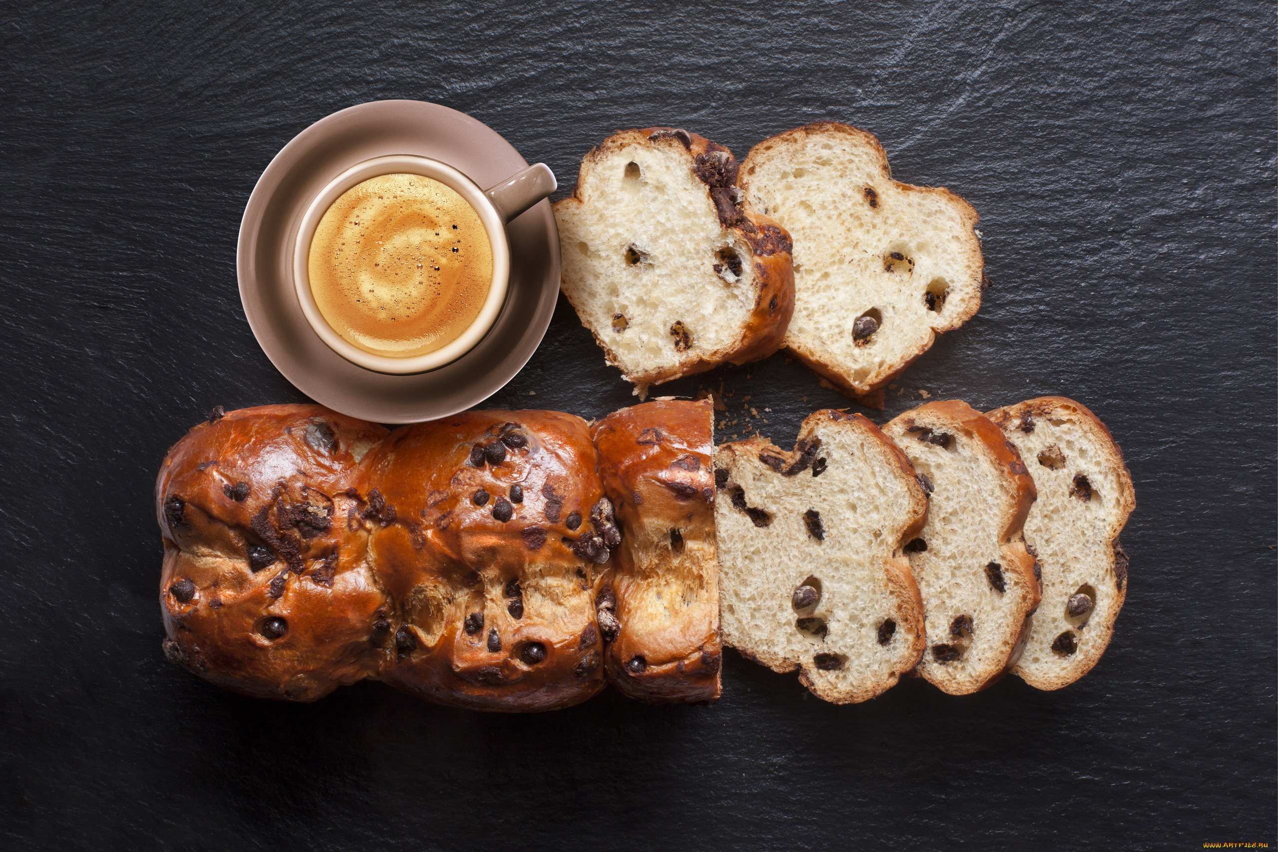 еда, пироги, сдобный, пирог, изюм, кофе