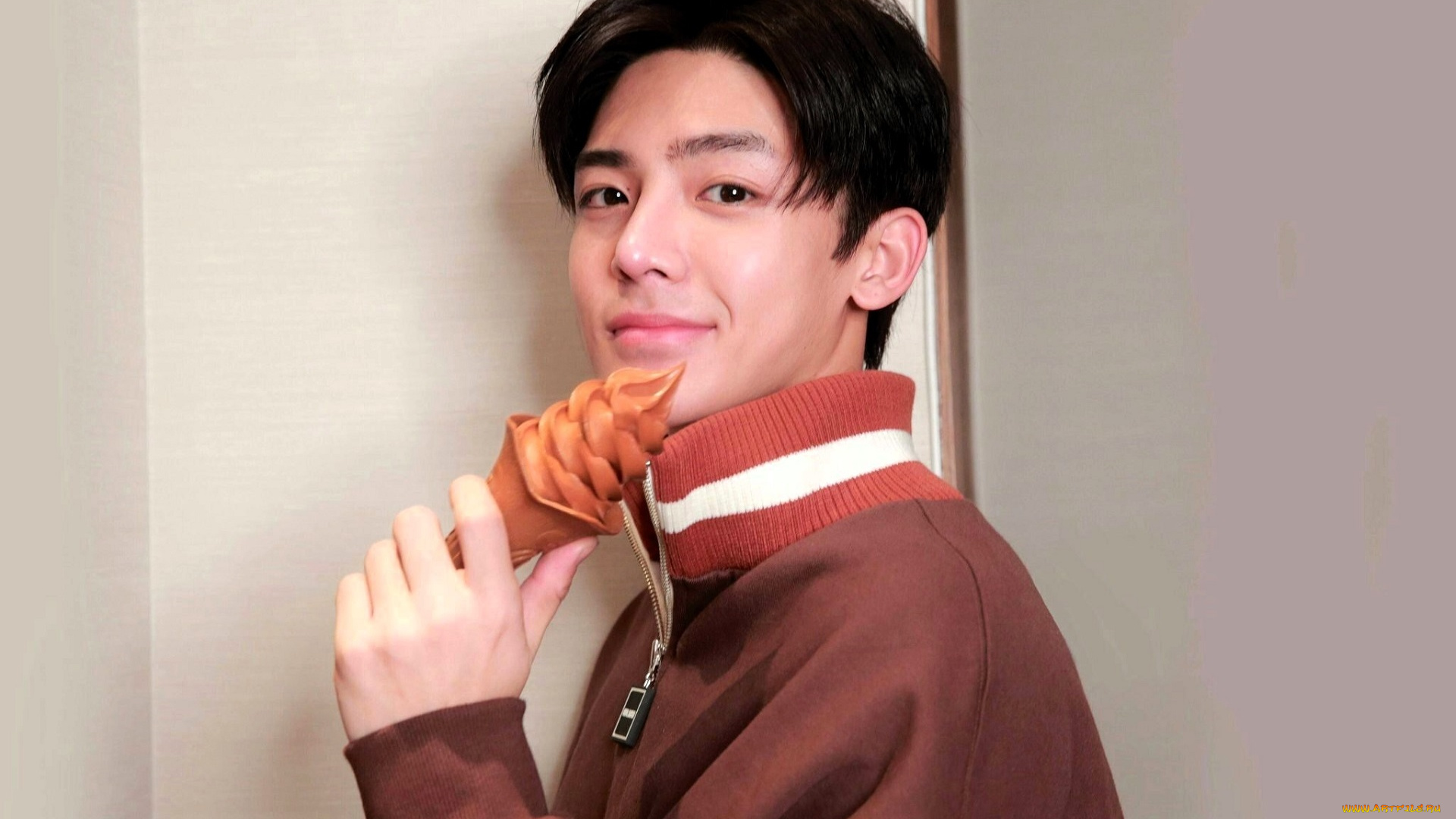 мужчины, hou, ming, hao, актер, куртка, мороженое