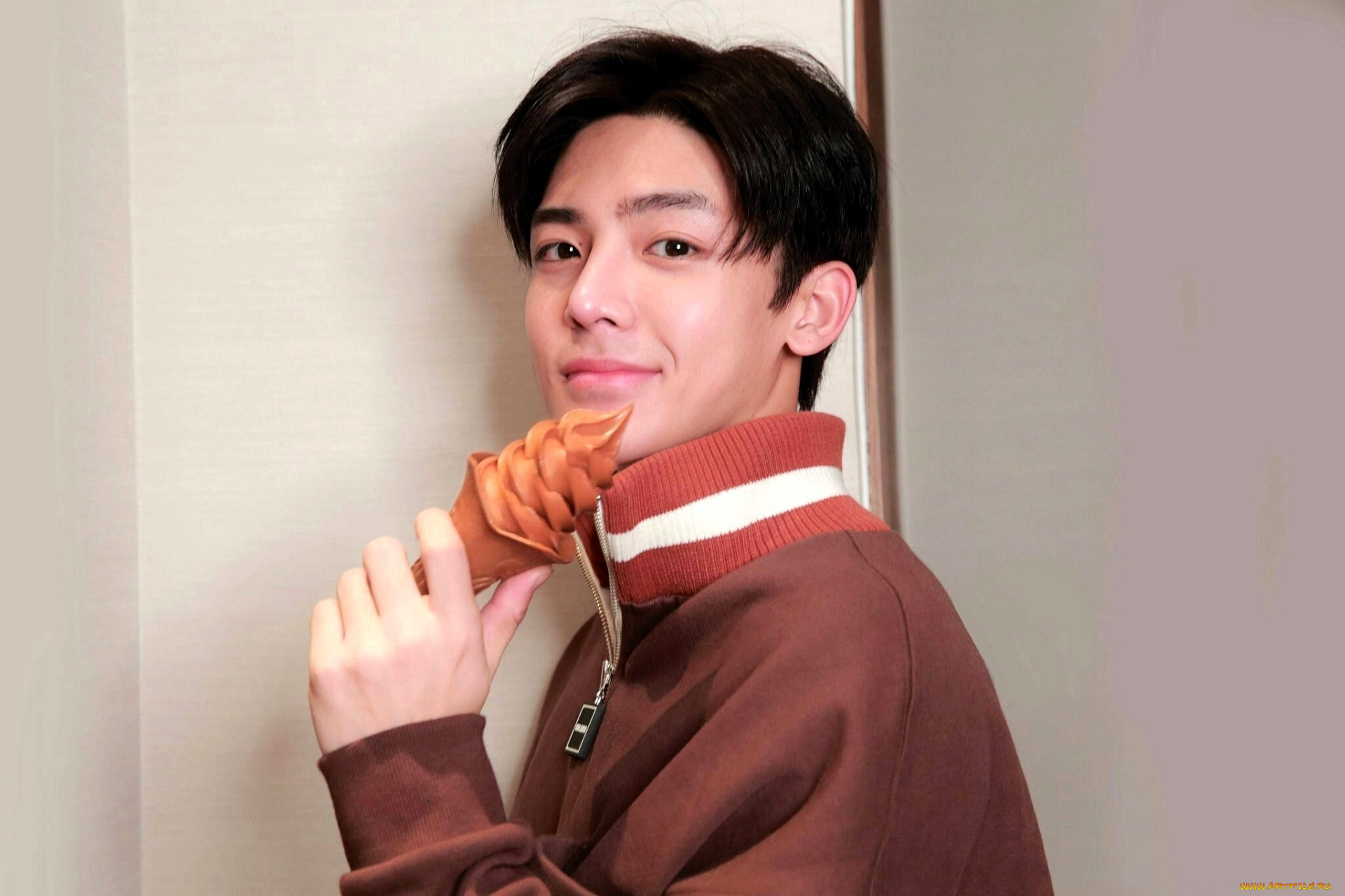 мужчины, hou, ming, hao, актер, куртка, мороженое