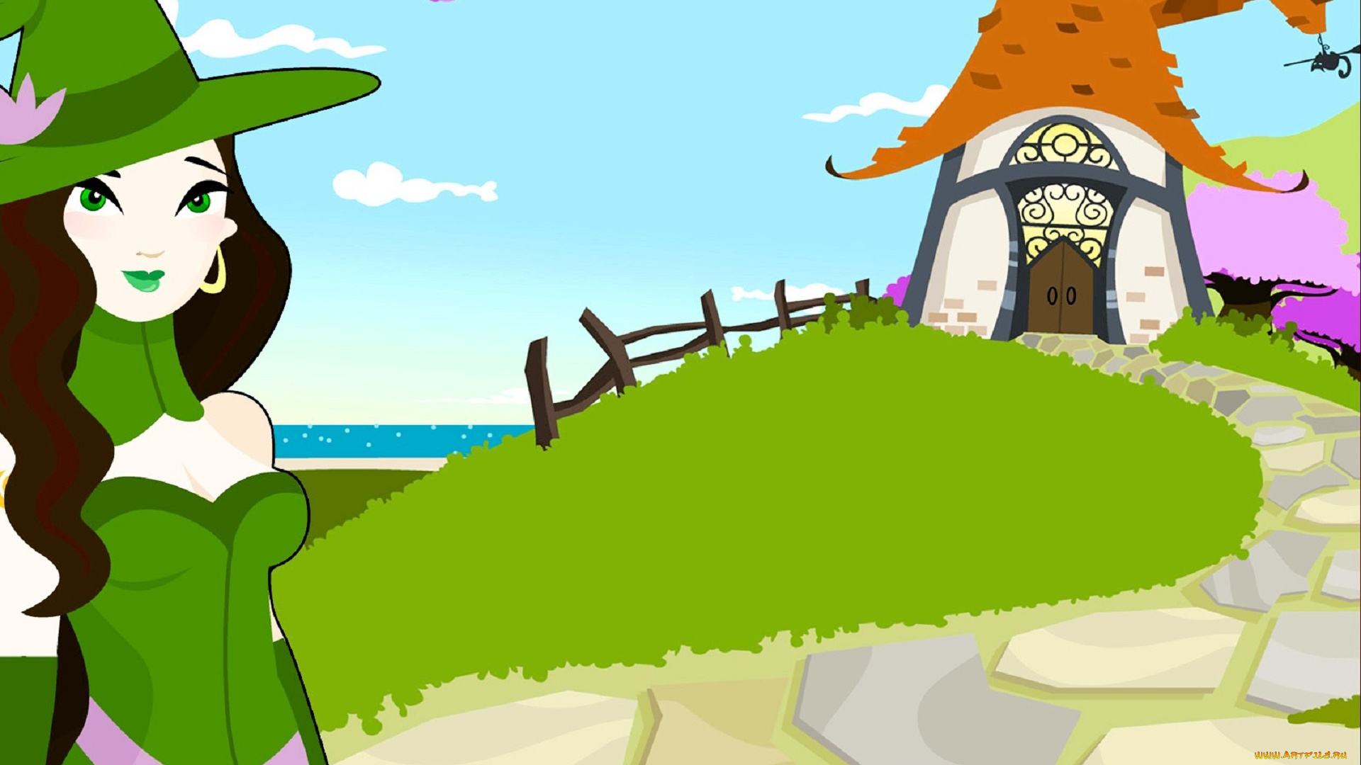 видео, игры, twin, skies, девушка, ведьма, шляпа, дом