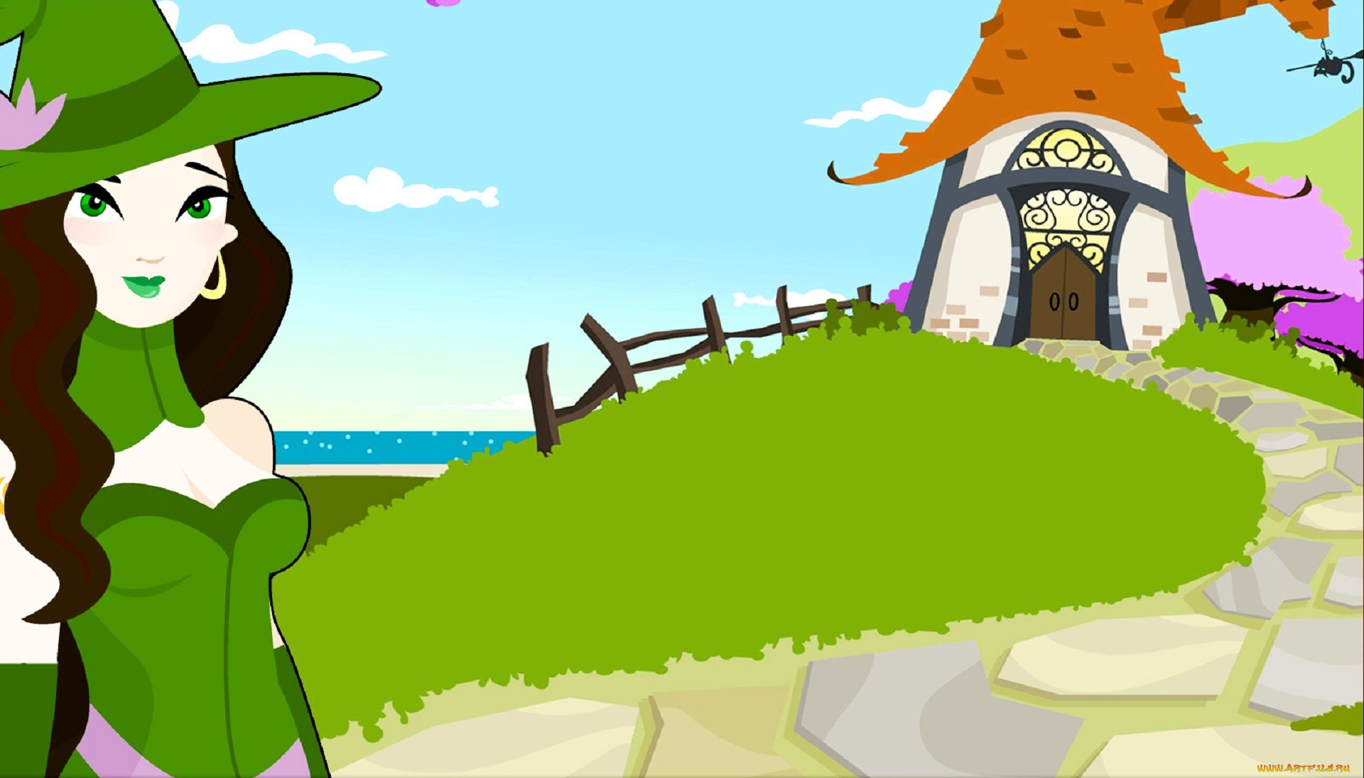 видео, игры, twin, skies, девушка, ведьма, шляпа, дом