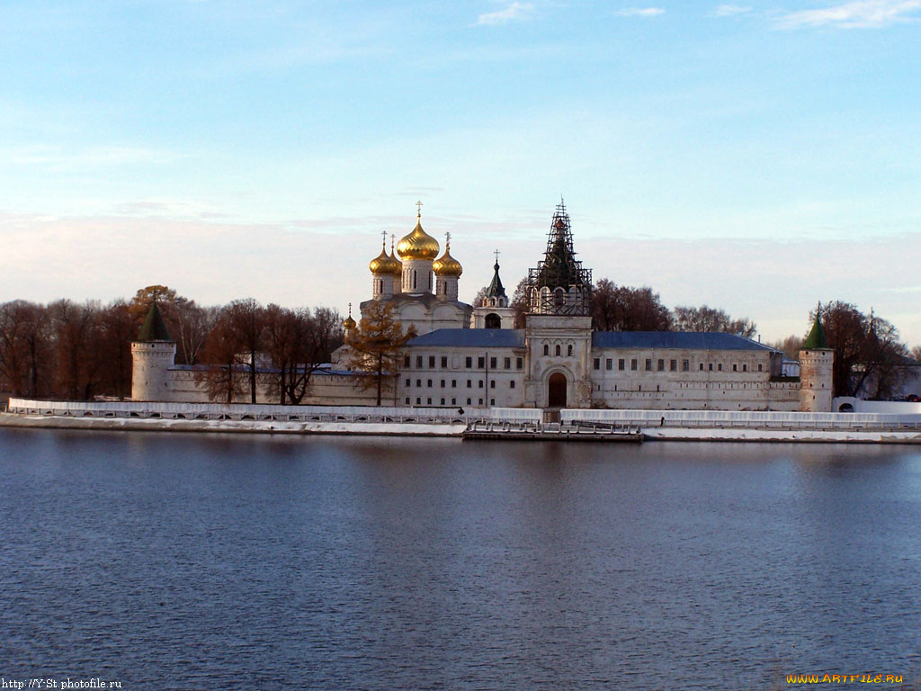 кострома, вид, на, ипатиевский, монастырь, города, православные, церкви, монастыри