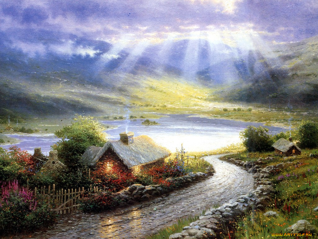 thomas, kinkade, рисованные, природа