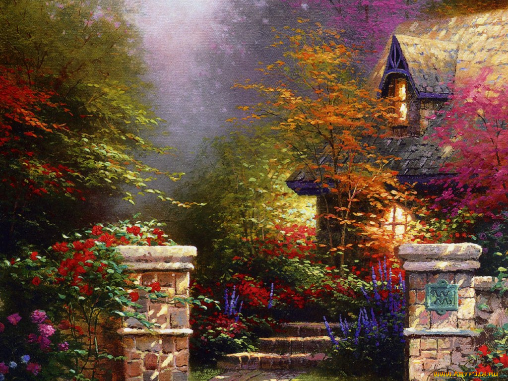 thomas, kinkade, рисованные, природа