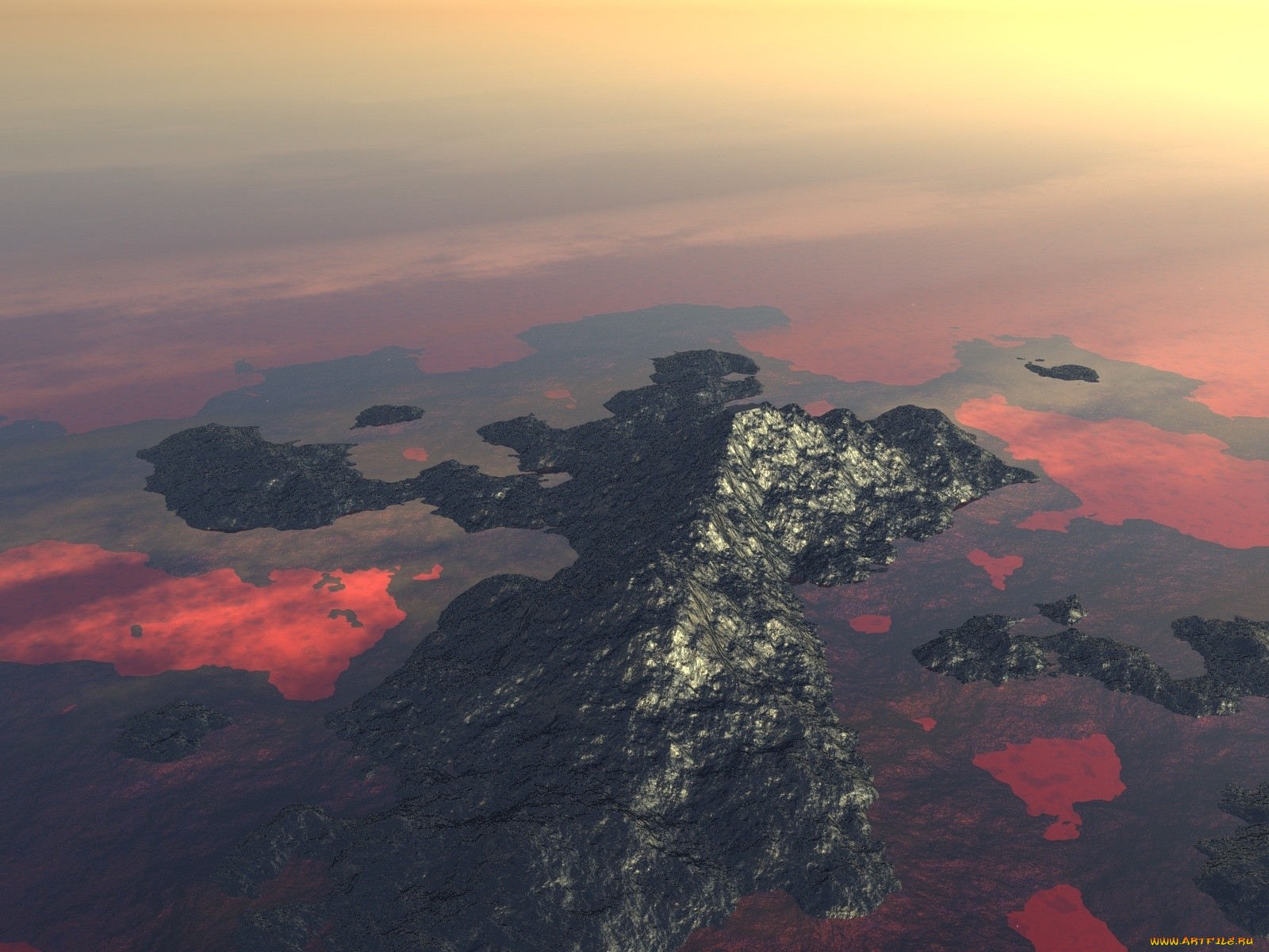 3д, графика, sea, undersea, море, горы, вода