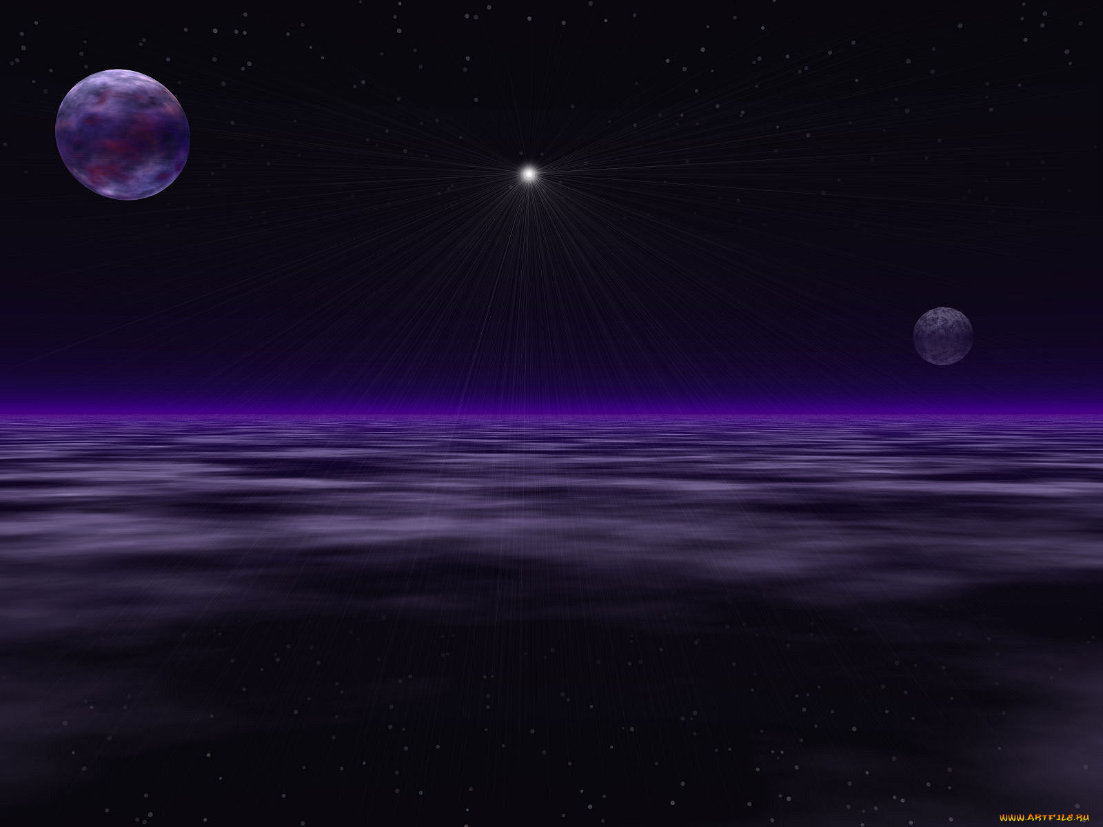 космос, арт, планеты, ночь