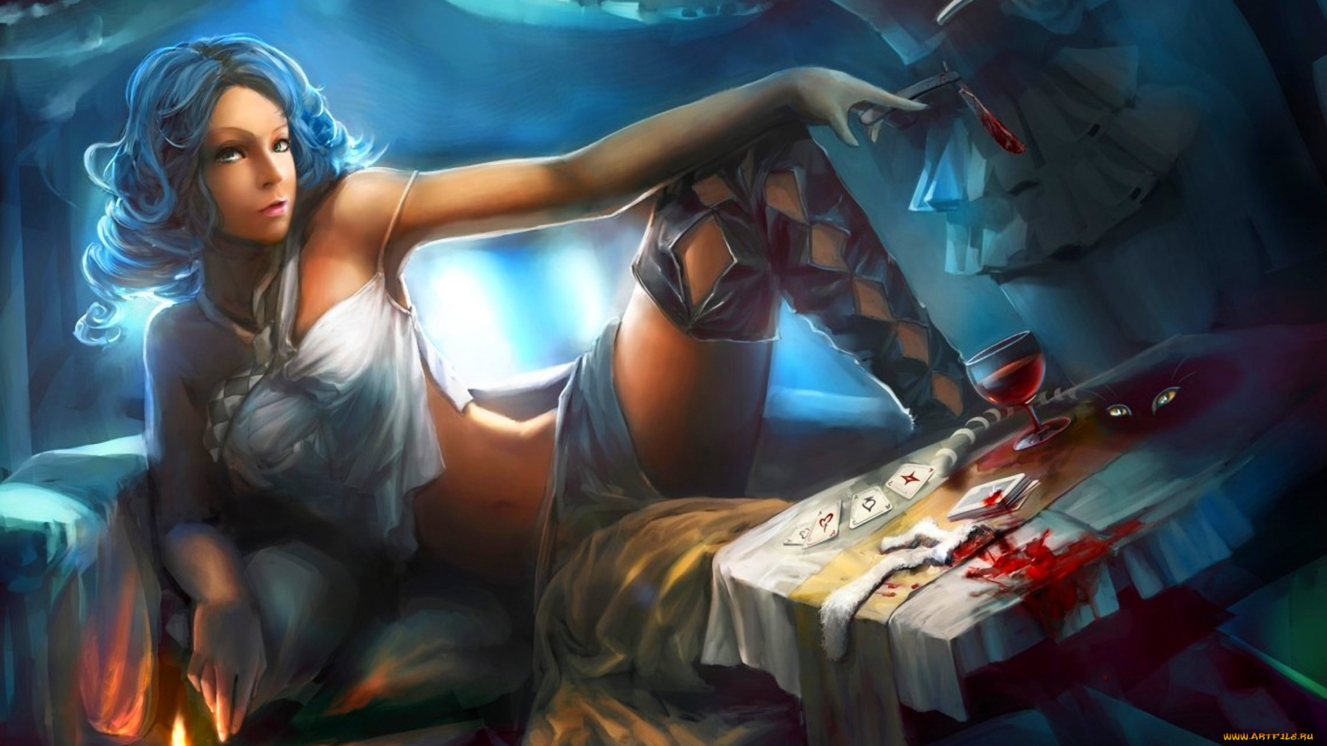 фэнтези, девушки, сапоги, свеча