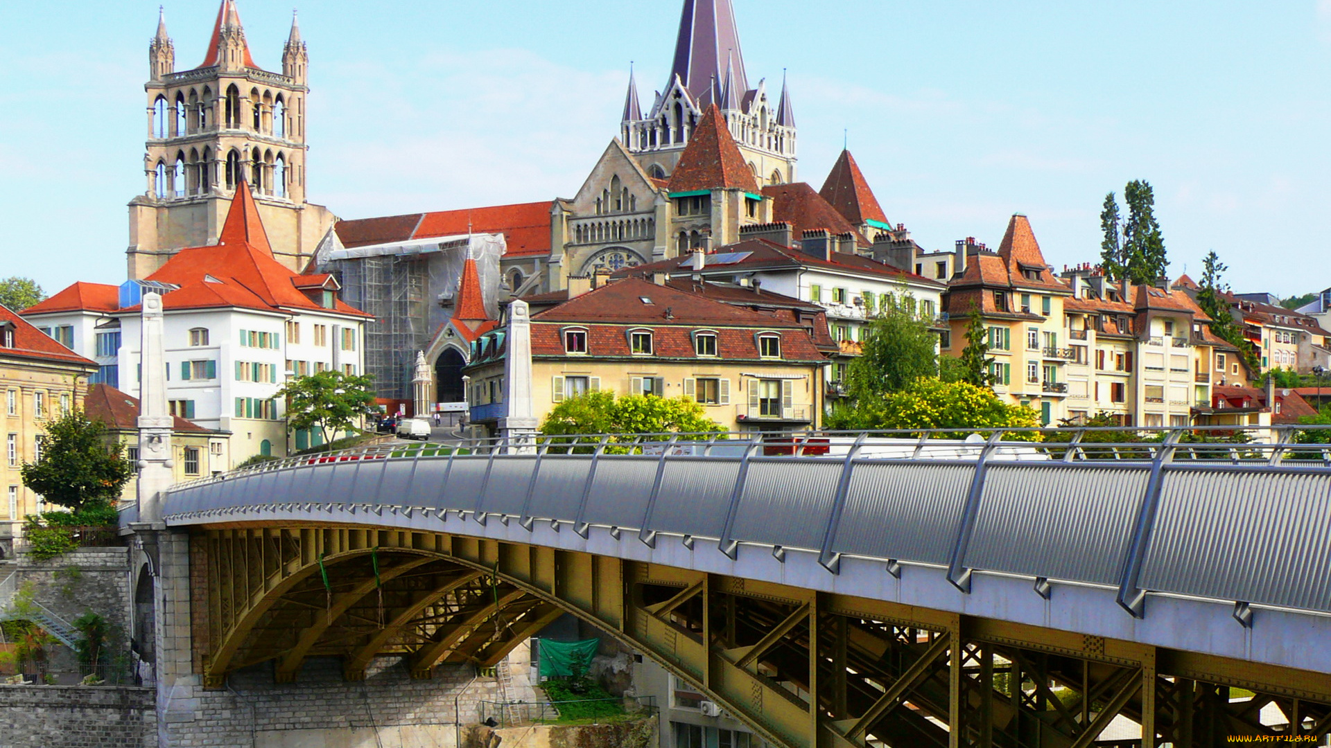 города, мосты, лозанна, швейцария