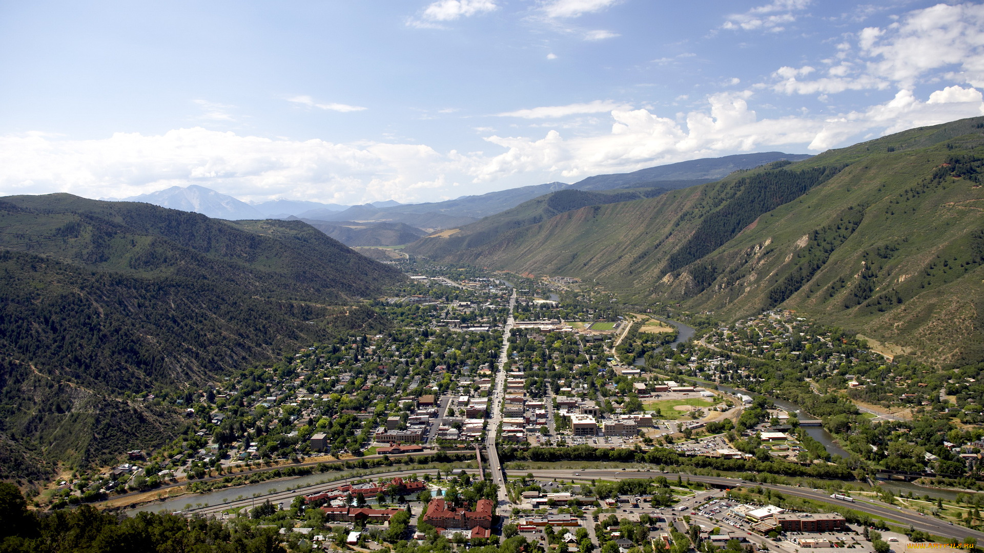 города, панорамы, glenwood, colorado, сша