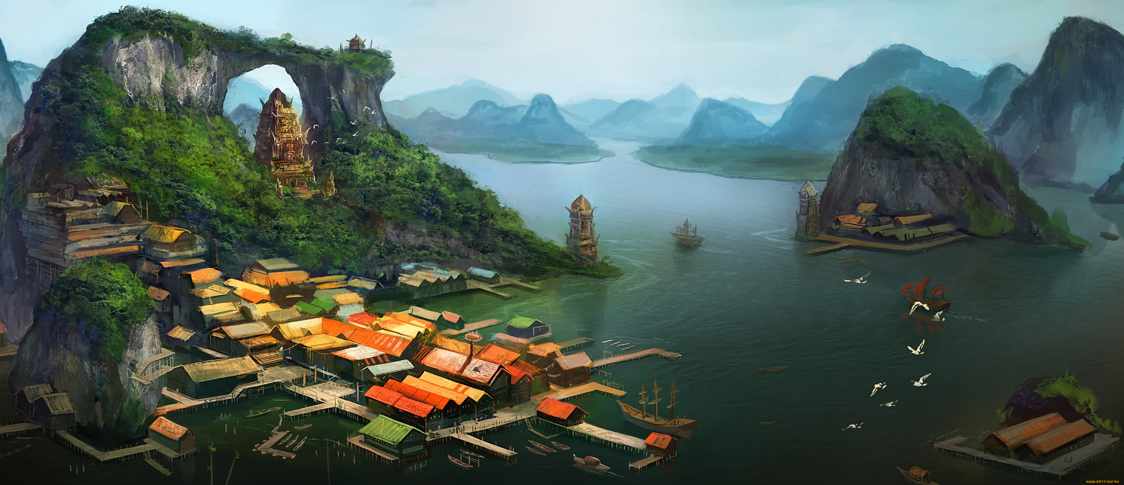 фэнтези, пейзажи, китай