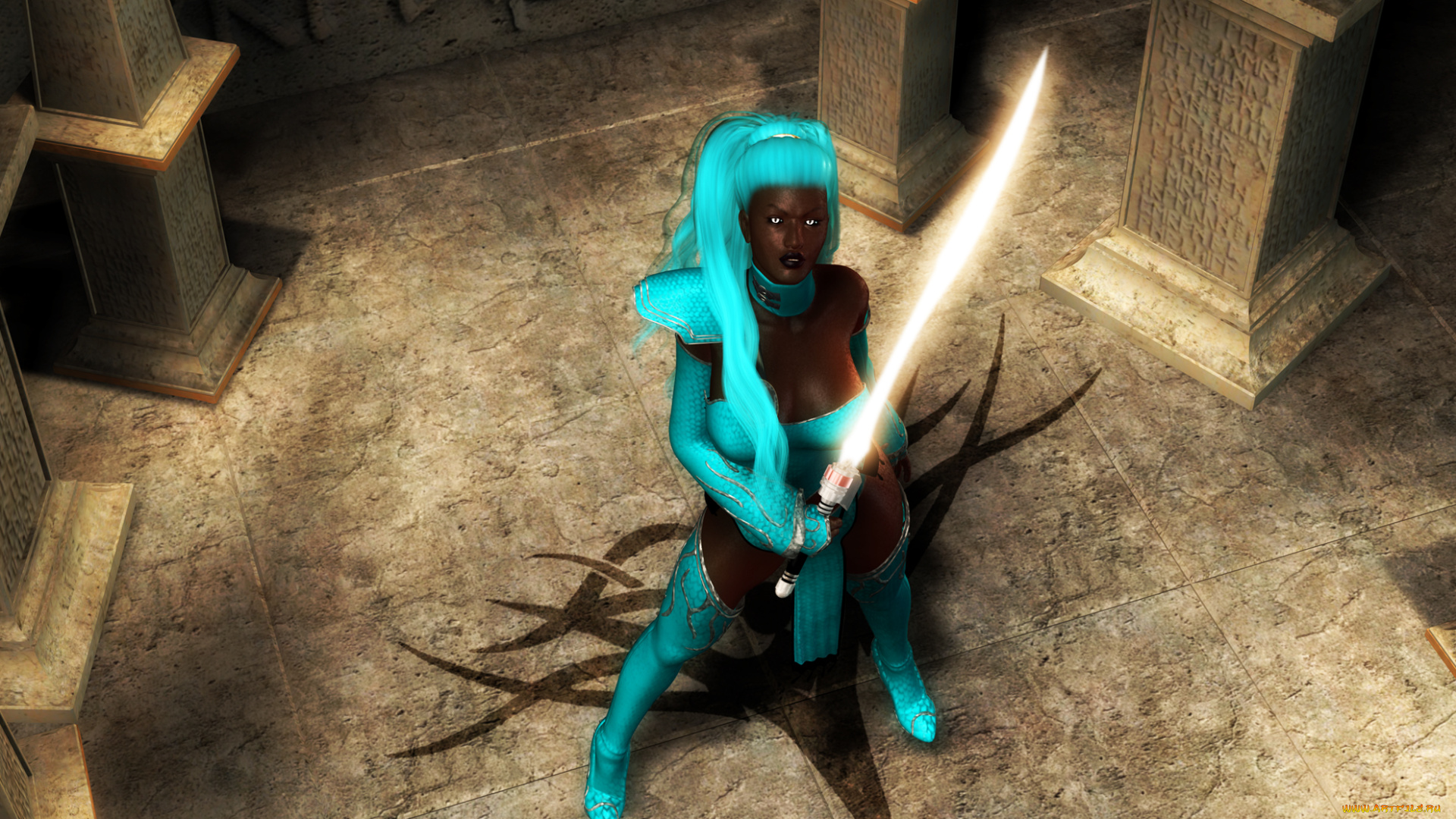 3д, графика, creatures, существа, существо, девушка, меч