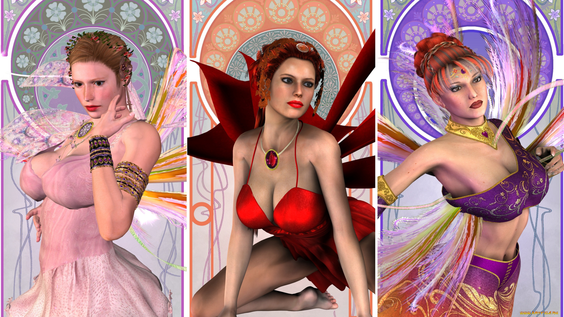 3д, графика, elves, эльфы, эльфийки