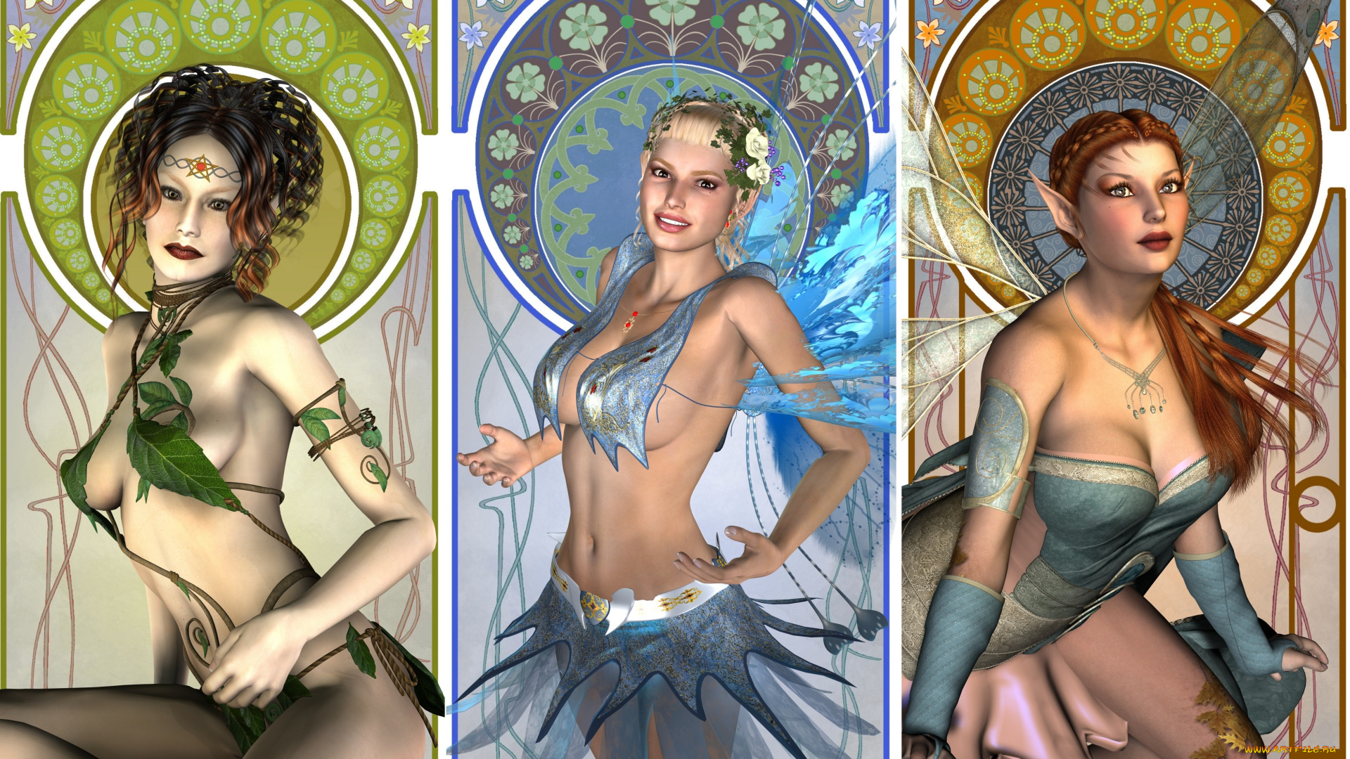3д, графика, elves, эльфы, эльфийки