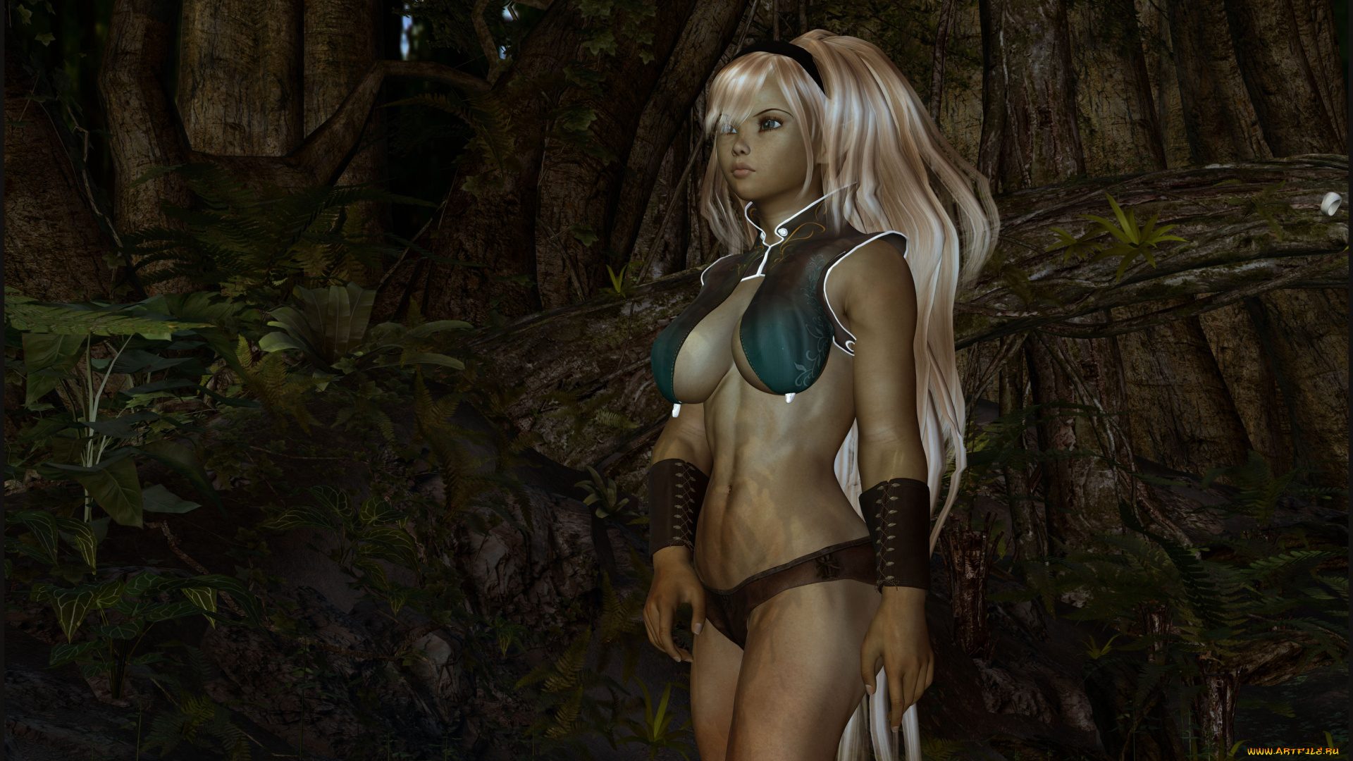 3д, графика, people, люди, девушка, лес