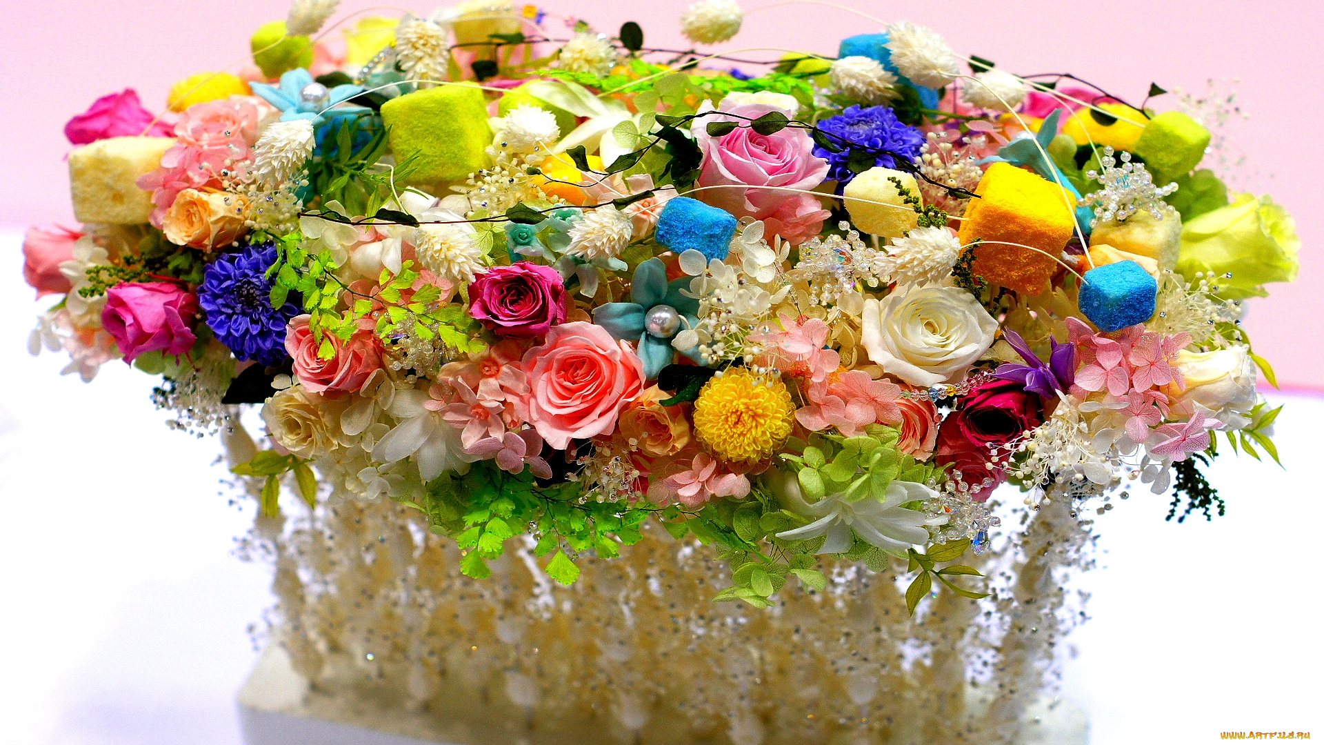 цветы, букеты, композиции, розы, гортензия