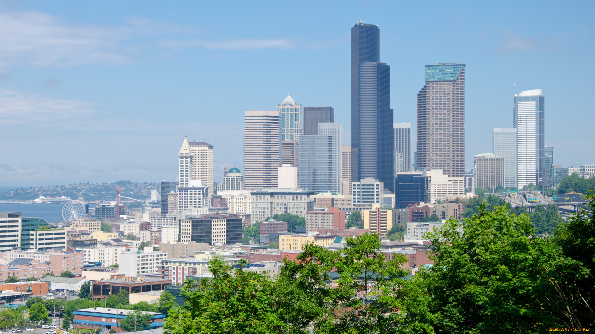 города, сиэтл, сша, штат, вашингтон, здания, небоскрёбы