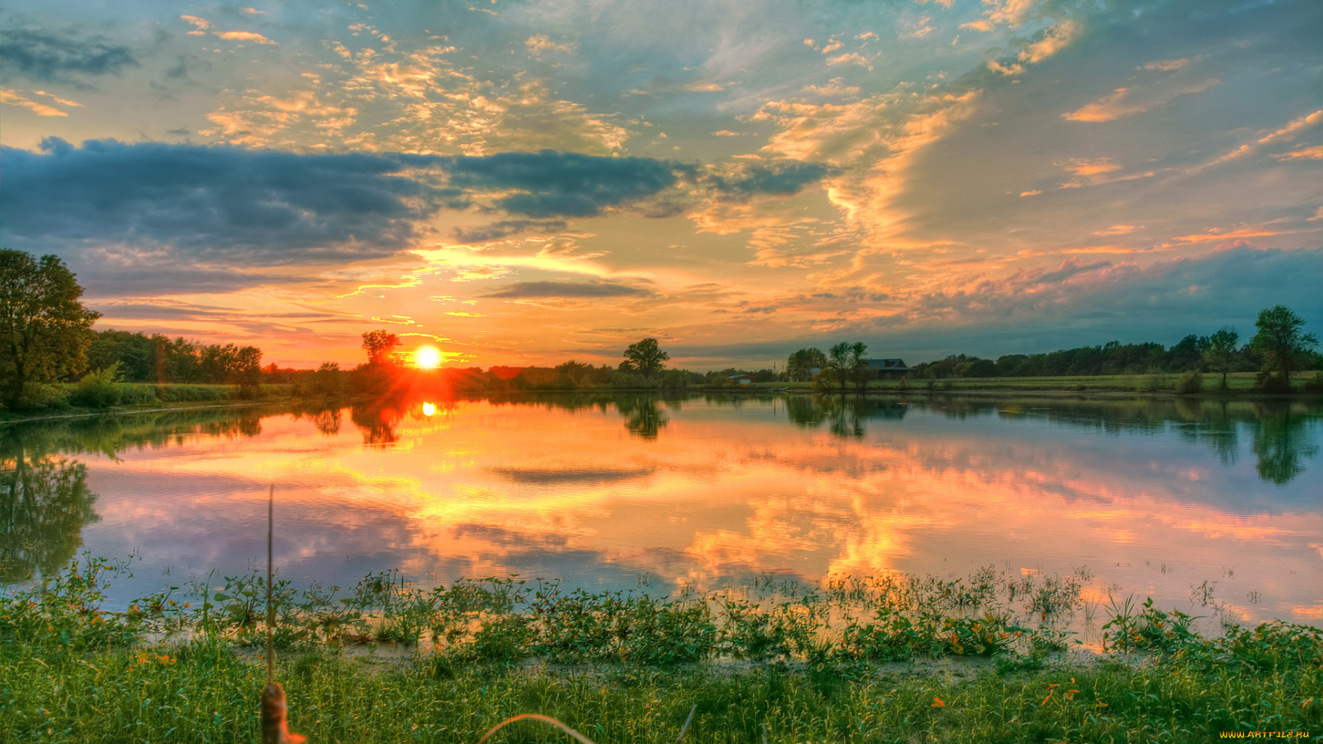 природа, восходы, закаты, река, пейзаж, закат