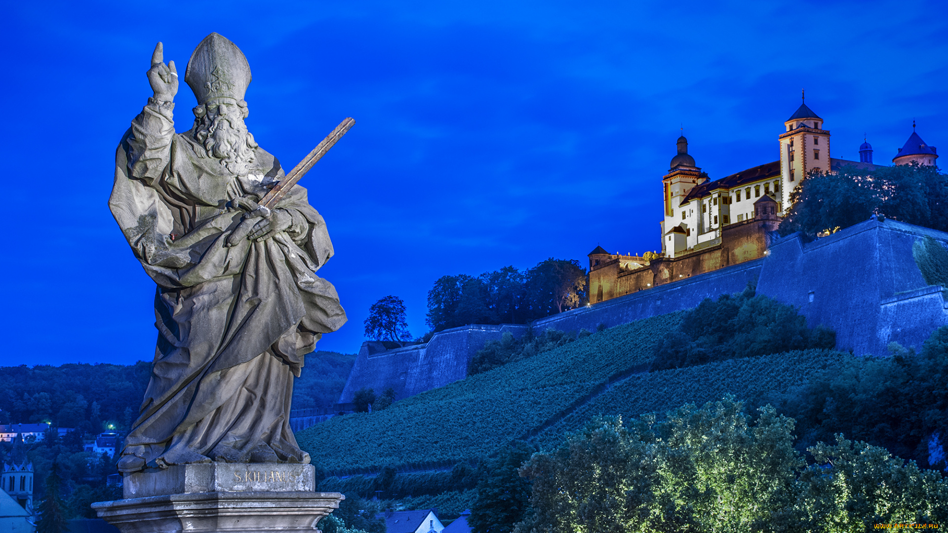 вюрцбург, германия, города, дворцы, замки, крепости, памятник, святой, замок