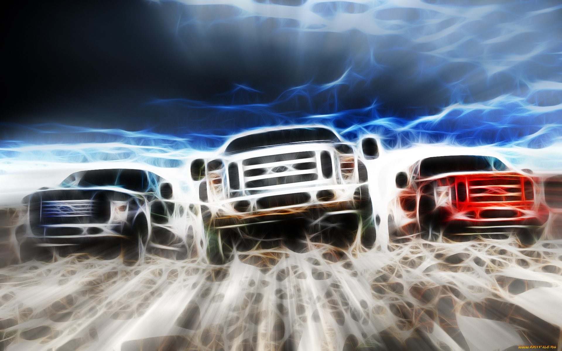 автомобили, 3д, фрактал