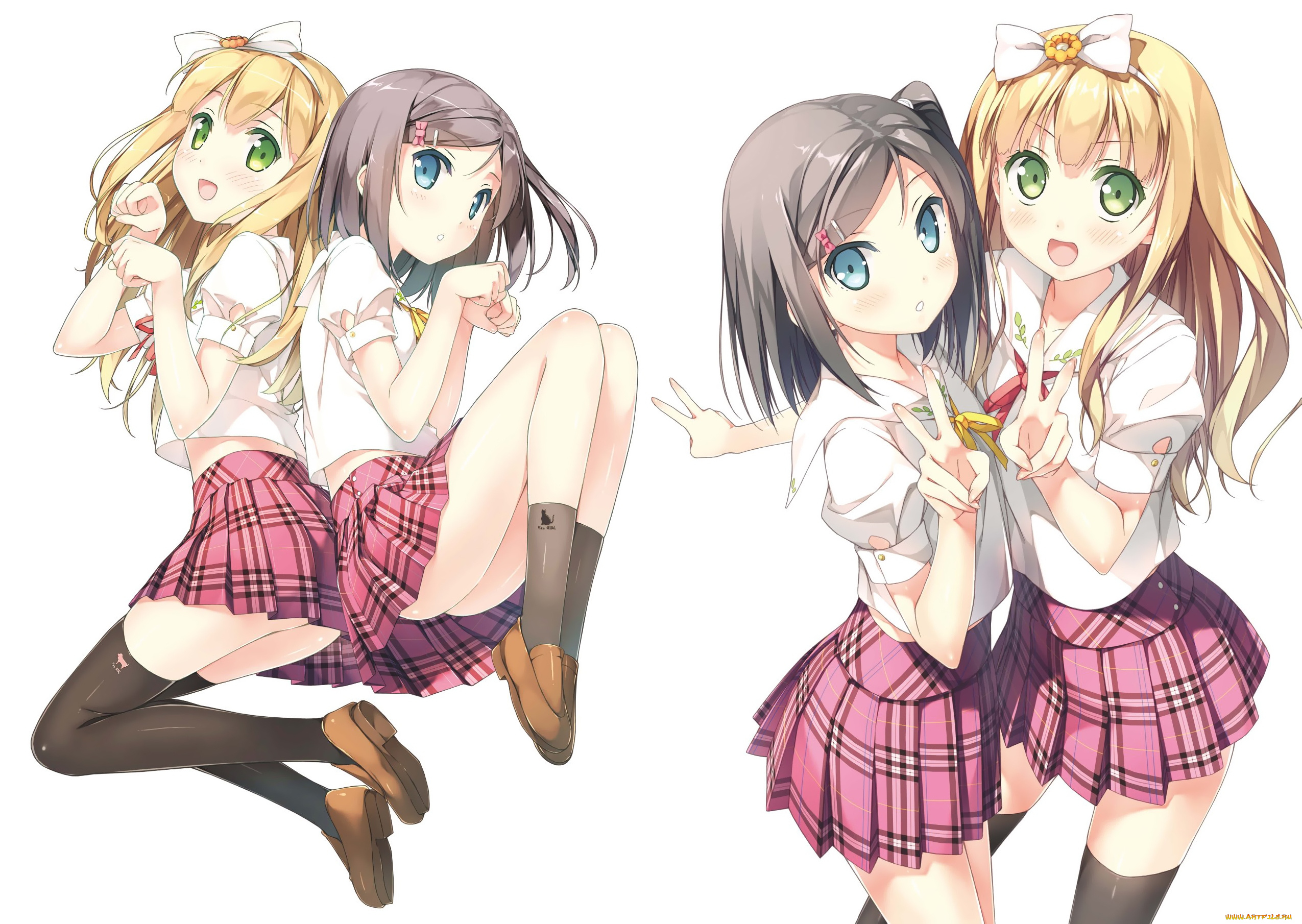 henneko, tsukiko&asuza, аниме, tsukiko, asuza, black, hair, blonde