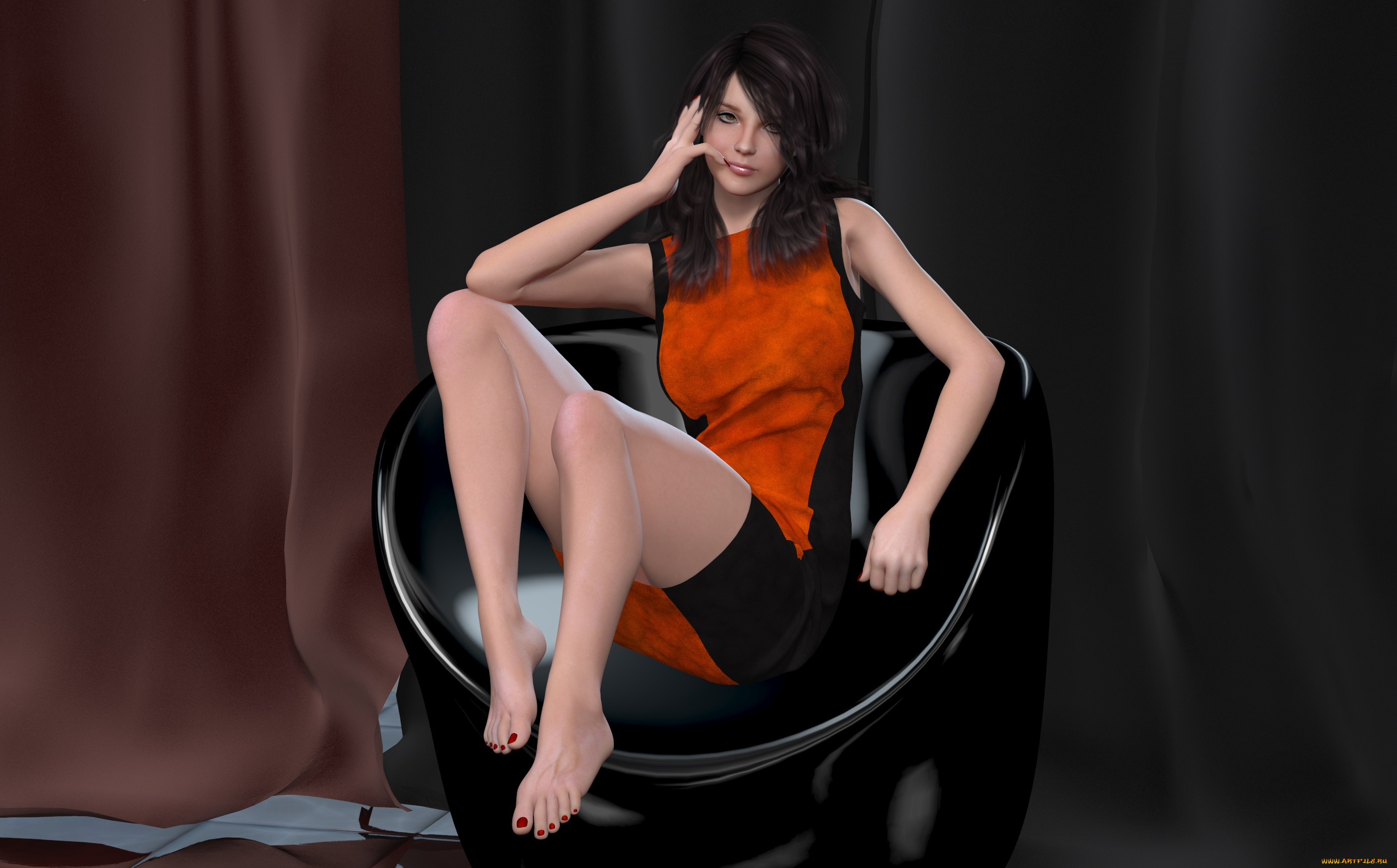 3д, графика, people, люди, девушка, кресло