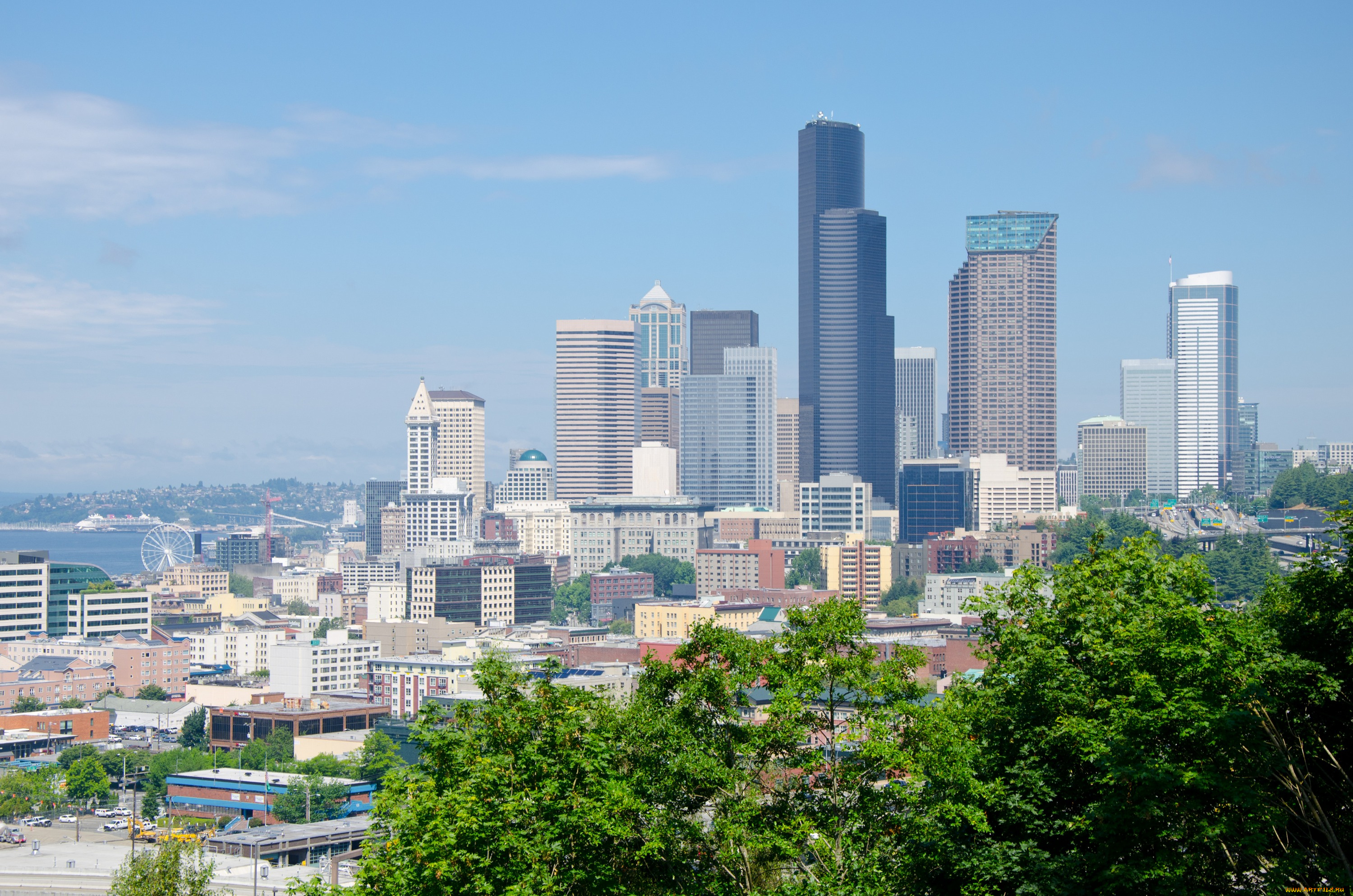 города, сиэтл, сша, штат, вашингтон, здания, небоскрёбы