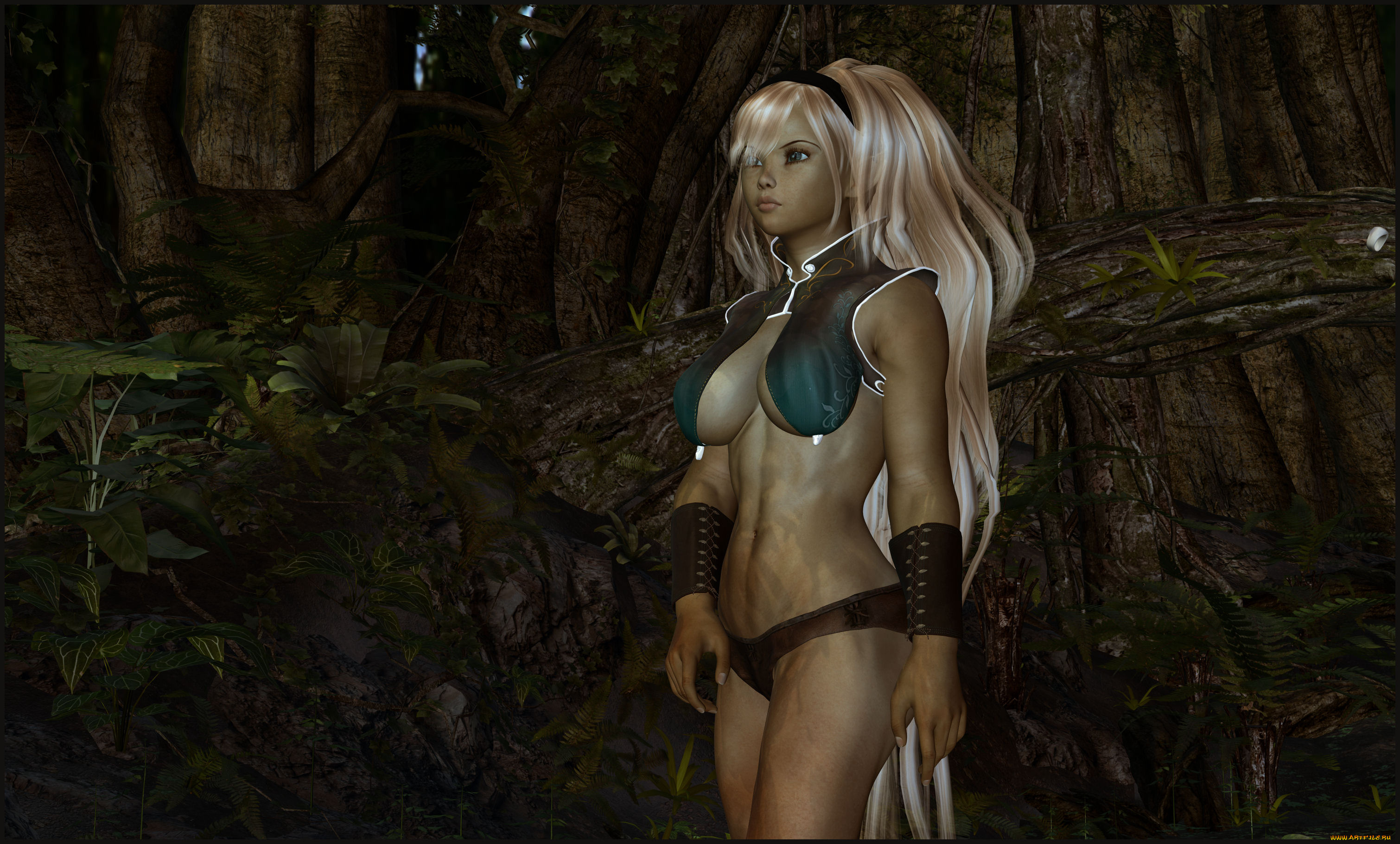 3д, графика, people, люди, девушка, лес