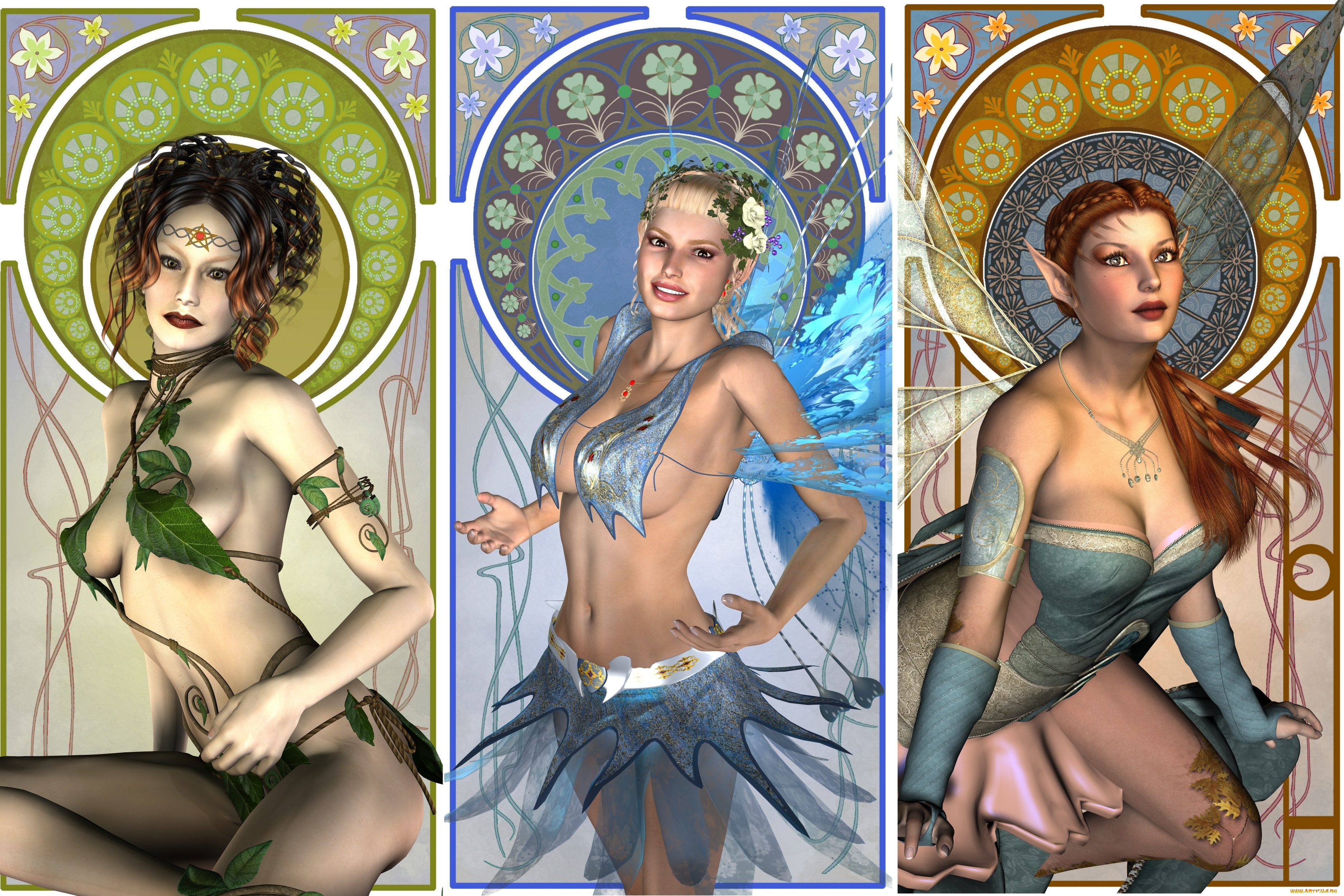 3д, графика, elves, эльфы, эльфийки