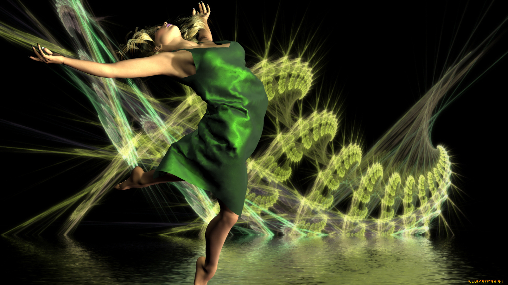 3д, графика, фантазия, , fantasy, девушка, фон, движение