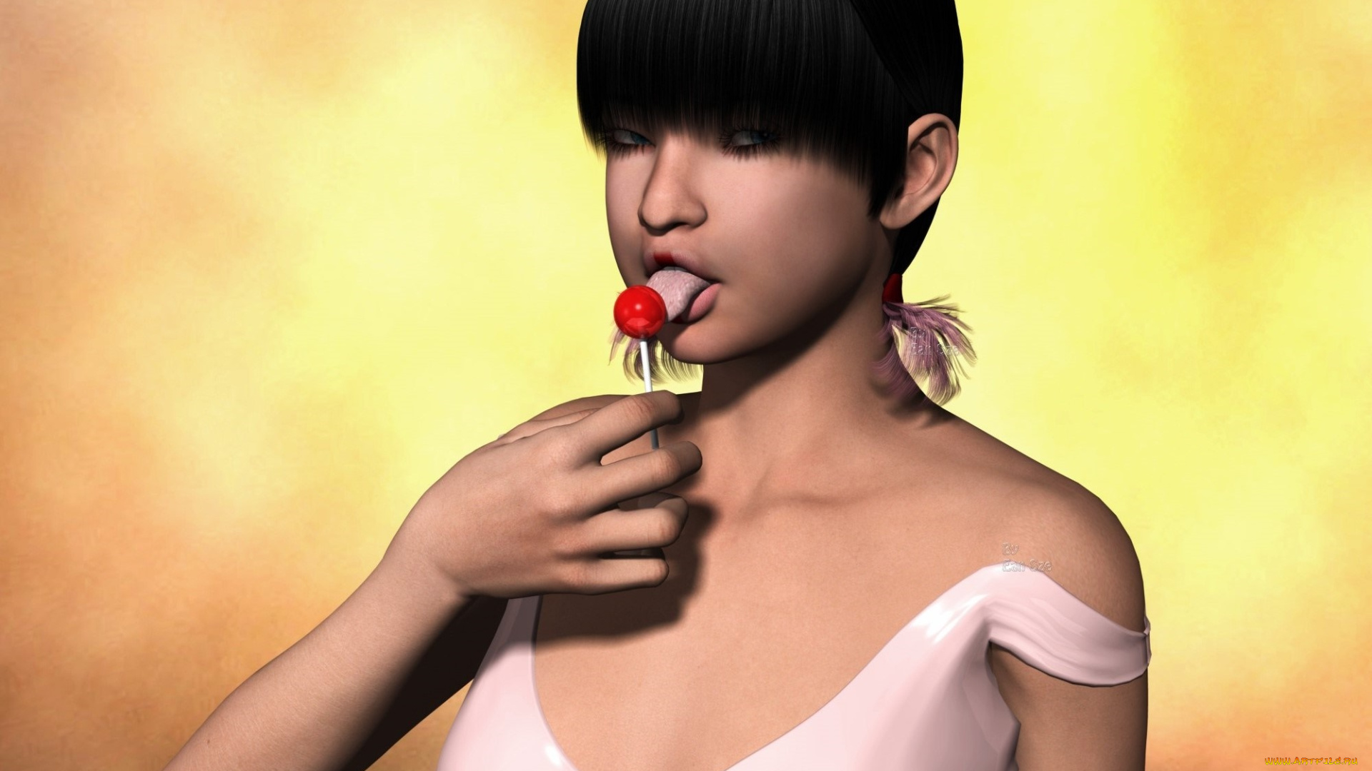 3д, графика, люди, , people, конфетка, фон, взгляд, девушка