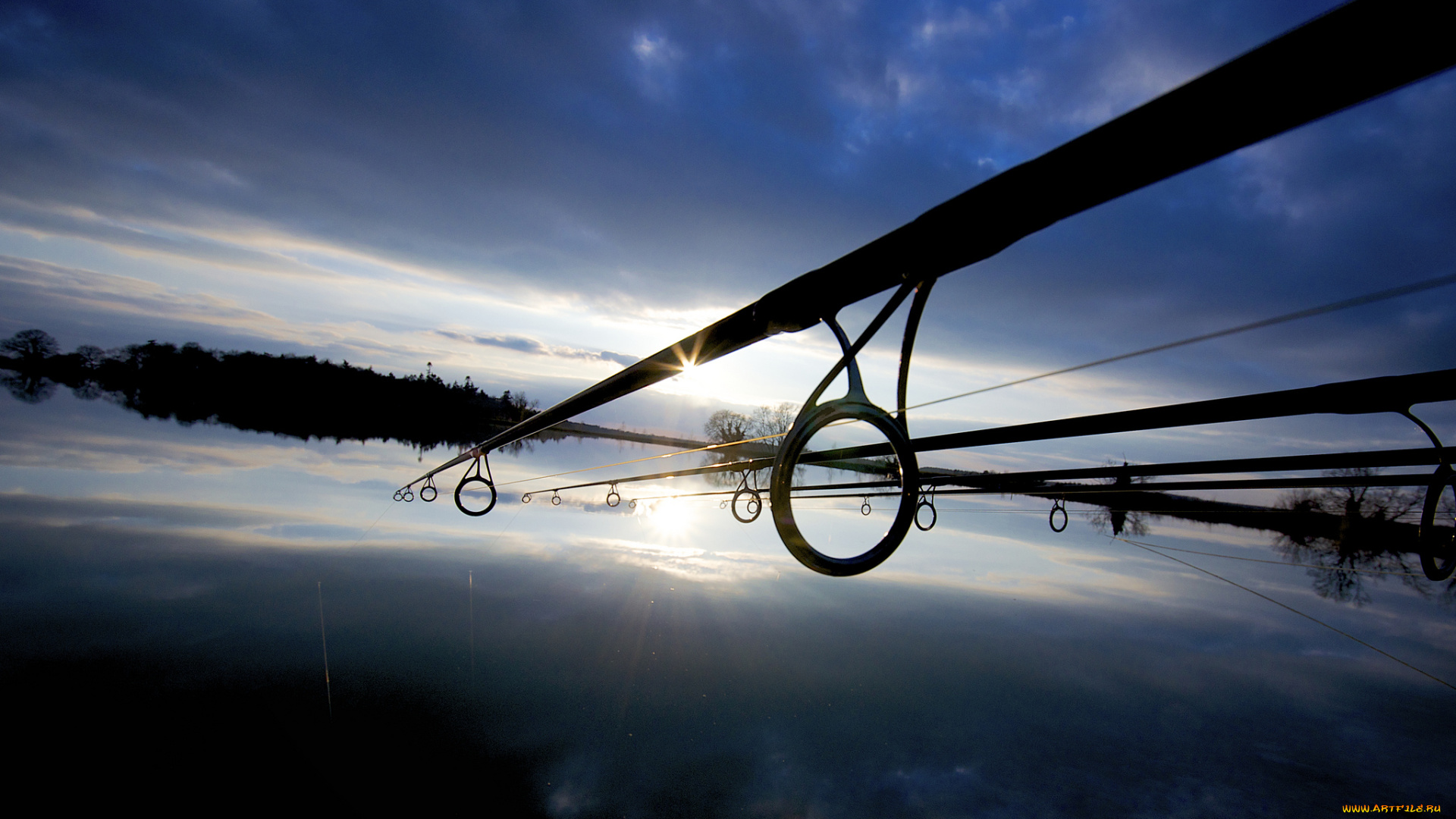 разное, рыбалка, , рыбаки, , улов, , снасти, озеро, закат, небо, облака, удочка