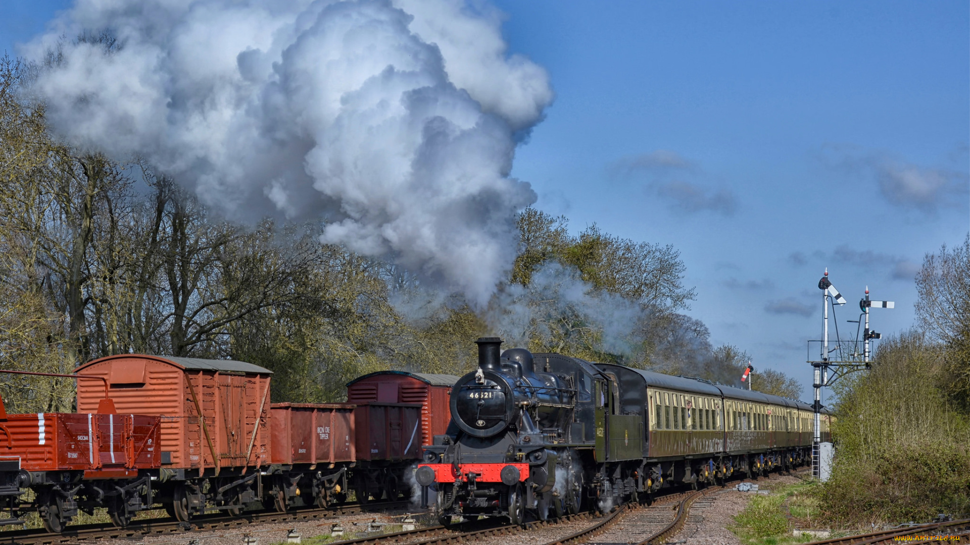 техника, паровозы, дорога, рельсы, паровоз, железная