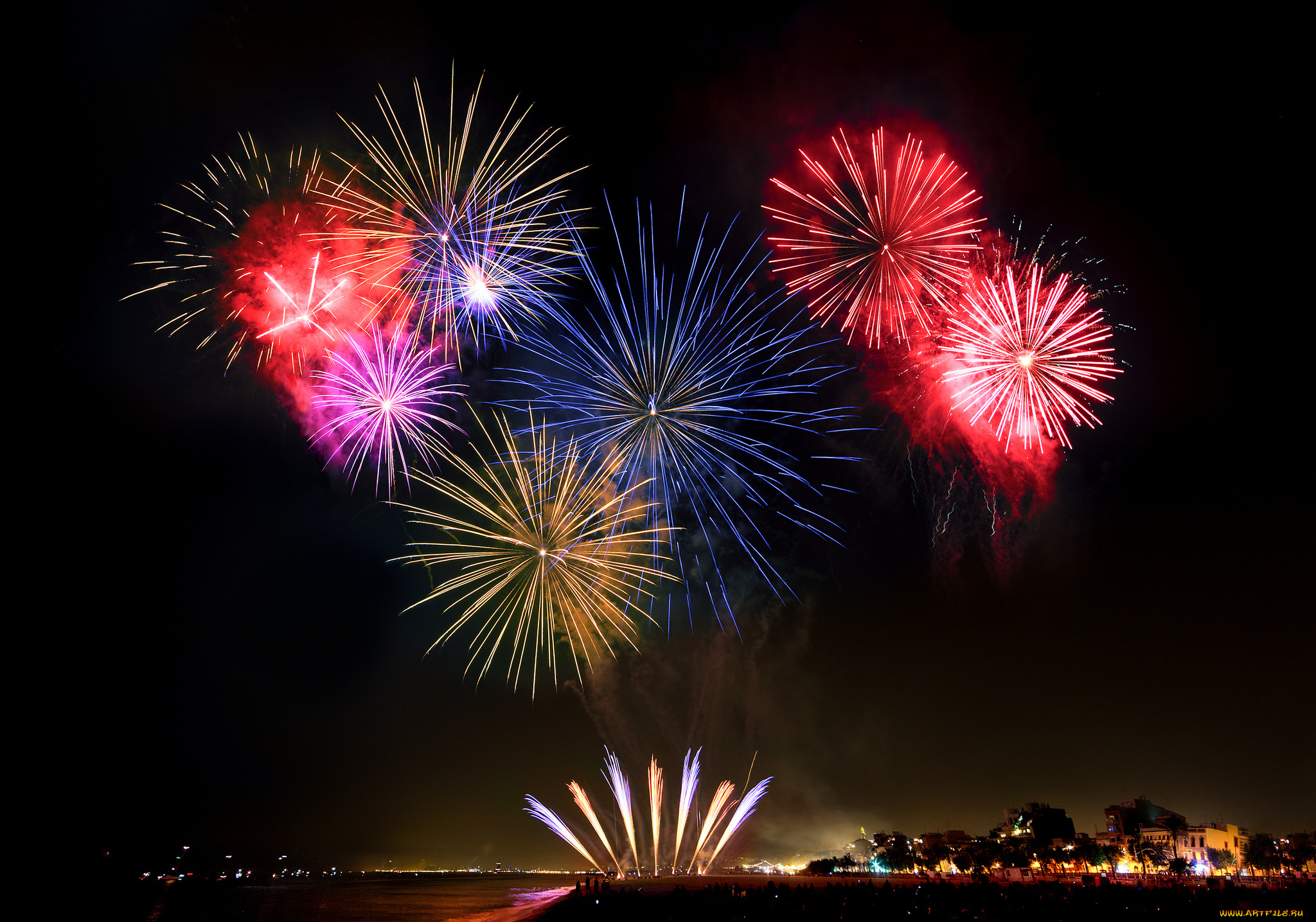 разное, салюты, , фейерверки, ночь, фейерверк