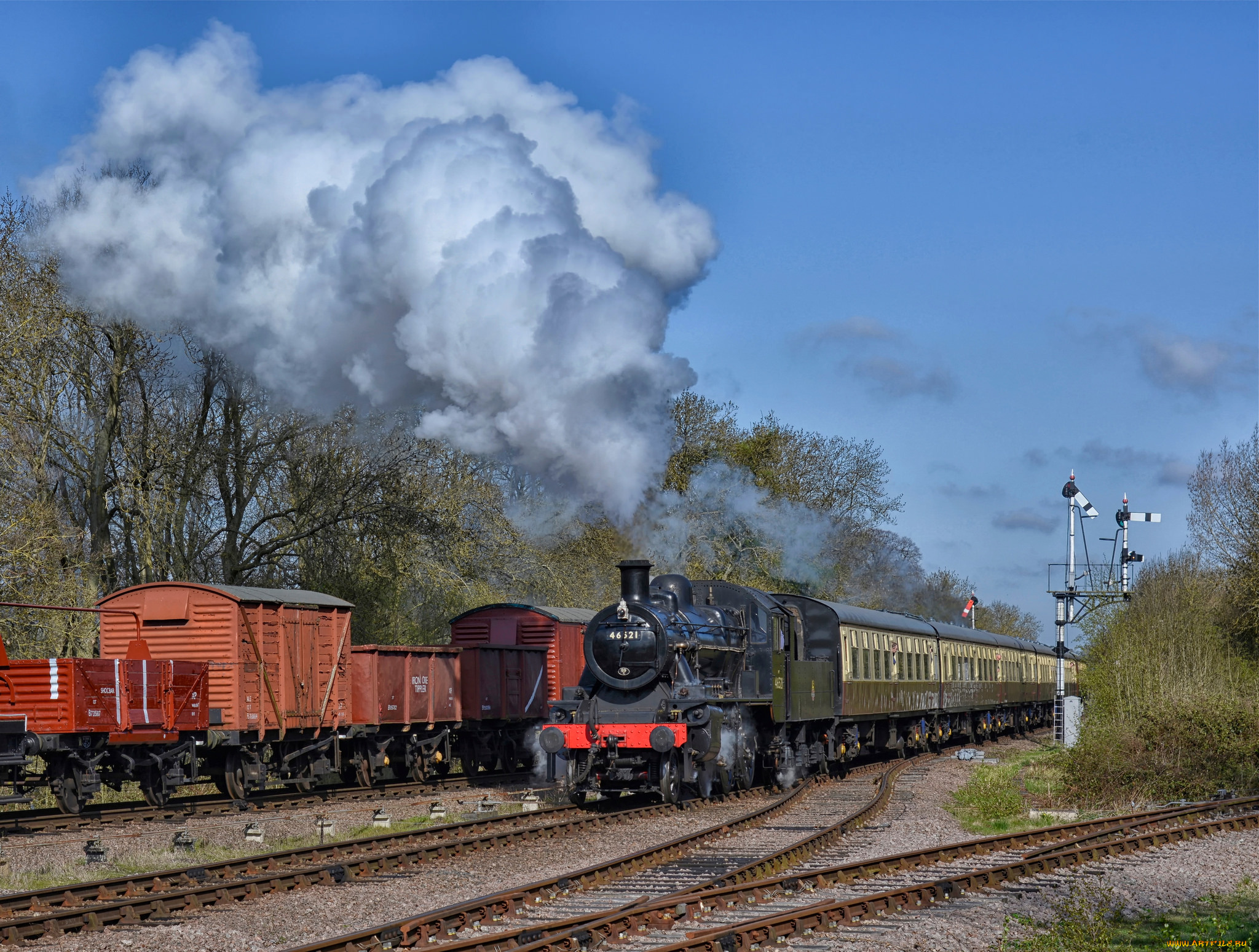 техника, паровозы, дорога, рельсы, паровоз, железная